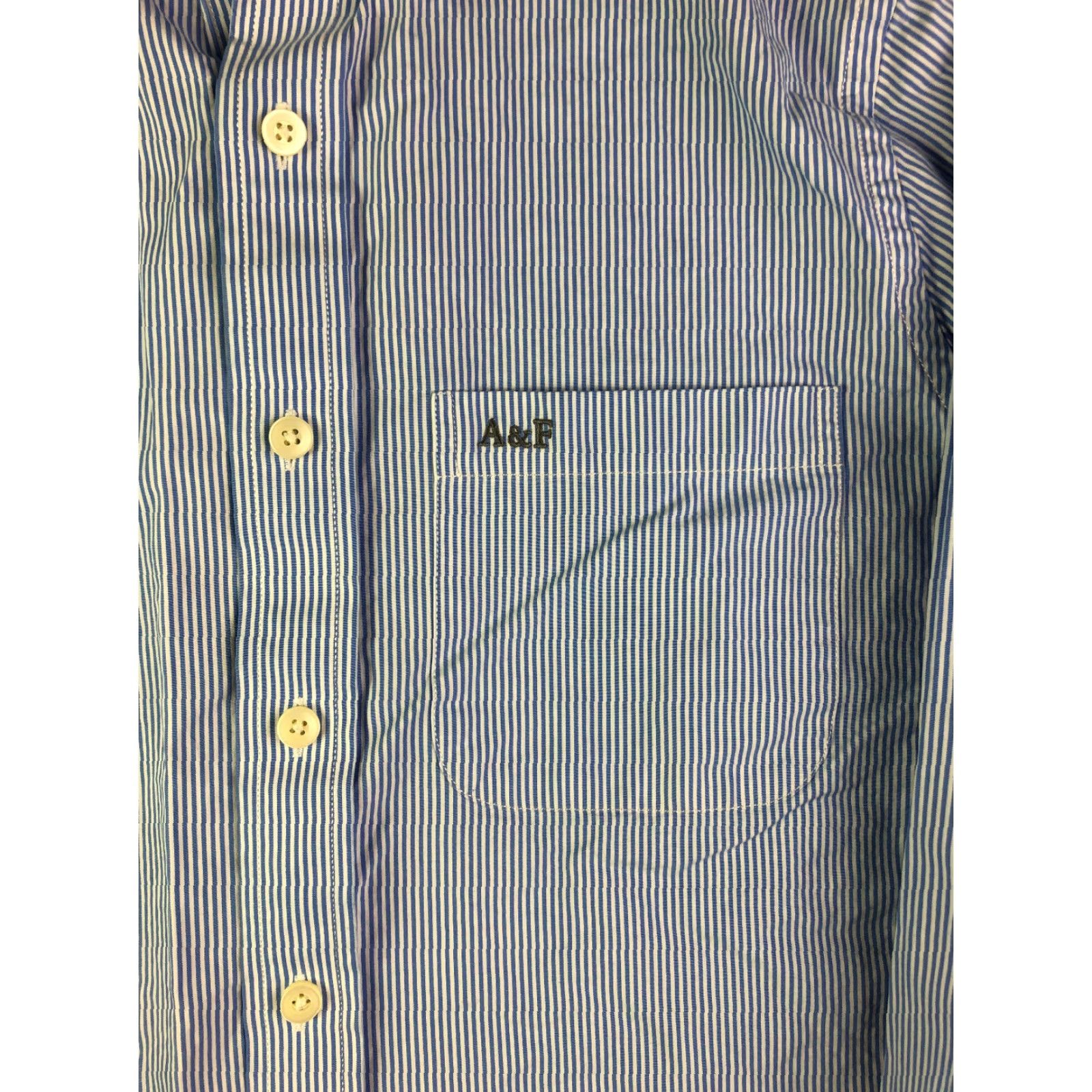 Abercrombie & Fitch Abercrombie & Fitch Muscle Mens XL Striped Button Up Collared Shirt Blue Size US XL / EU 56 / 4 - 2 Thumbnail