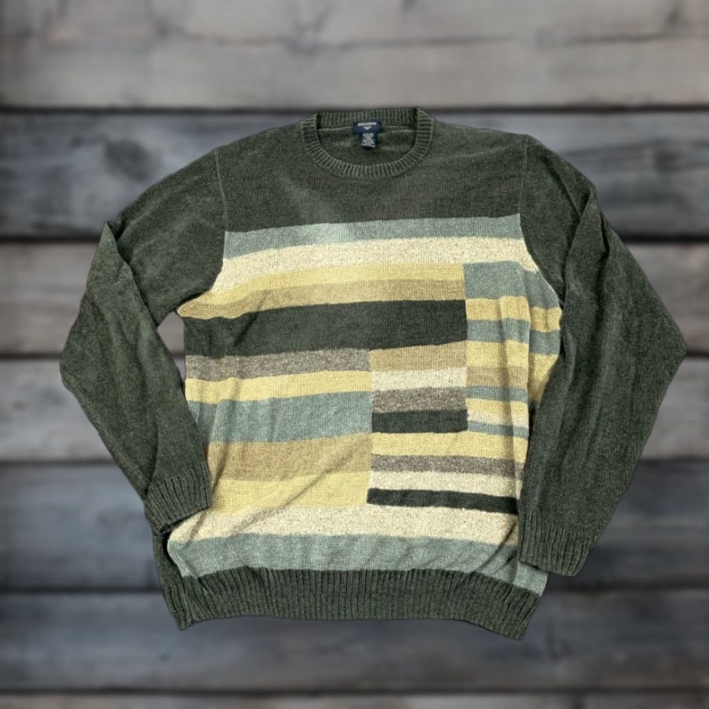 Dockers VINTAGE Dockers Sweater Adult XL Tall Gray Geometric Pattern Lightweight Pullover Crew Neck Knit 90s Dad Retro Mens Size US XL / EU 56 / 4 - 1 Thumbnail