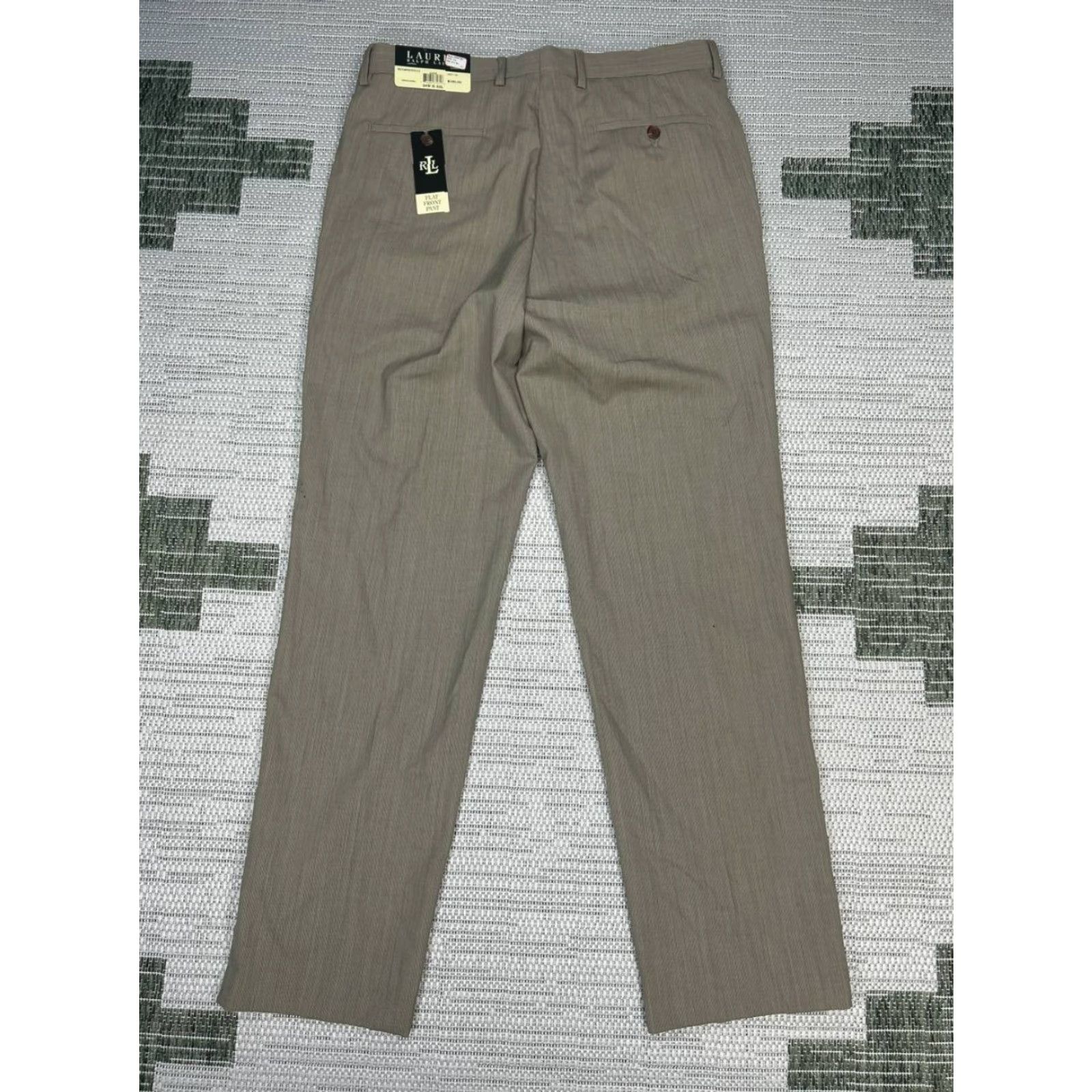Ralph Lauren Lauren Ralph Lauren Pants Mens 34 Beige Wool Chino Striped Mid Rise Straight Leg Size US 34 / EU 50 - 2 Thumbnail
