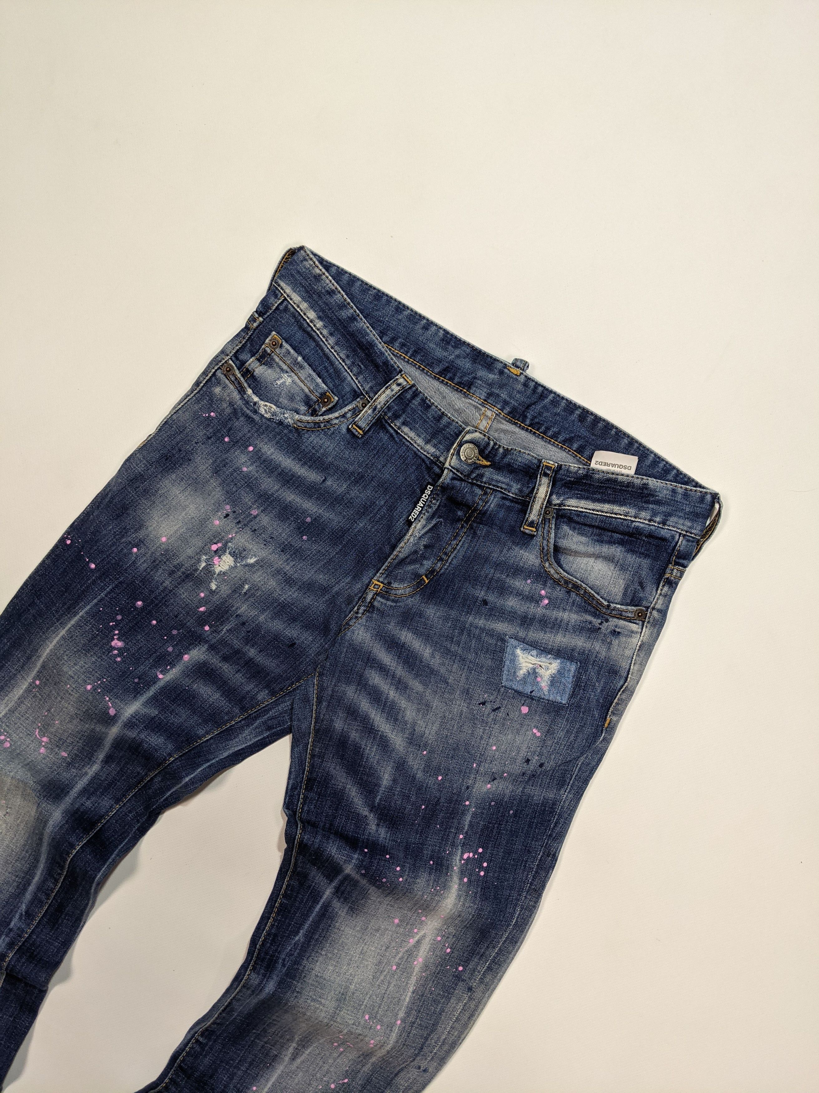 Dsquared2 DSQUARED2 Authentic Men's Blue Distressed Skinny Jeans Size US 31 - 2 Thumbnail