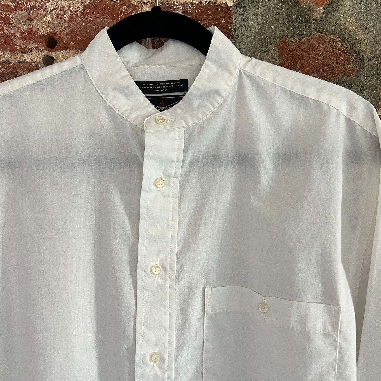 Arrow VTG Arrow Collarless Grandad USA White Shirt 15.5. 32/33 Size US M / EU 48-50 / 2 - 1 Thumbnail