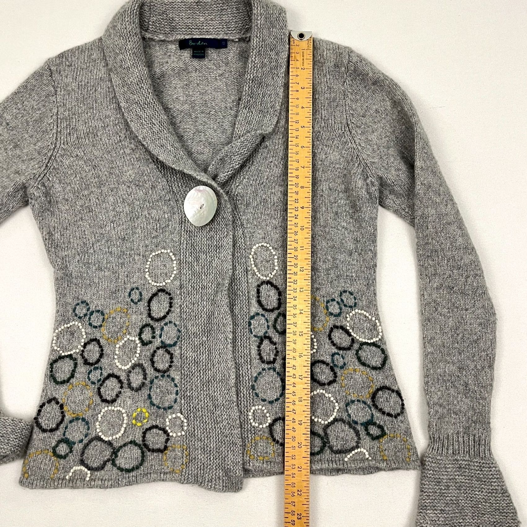 Boden VINTAGE Boden Cardigan Sweater Womens 12 Gray Wool Angora Cashmere Applique Jacket Size XL / US 12-14 / IT 48-50 - 4 Thumbnail