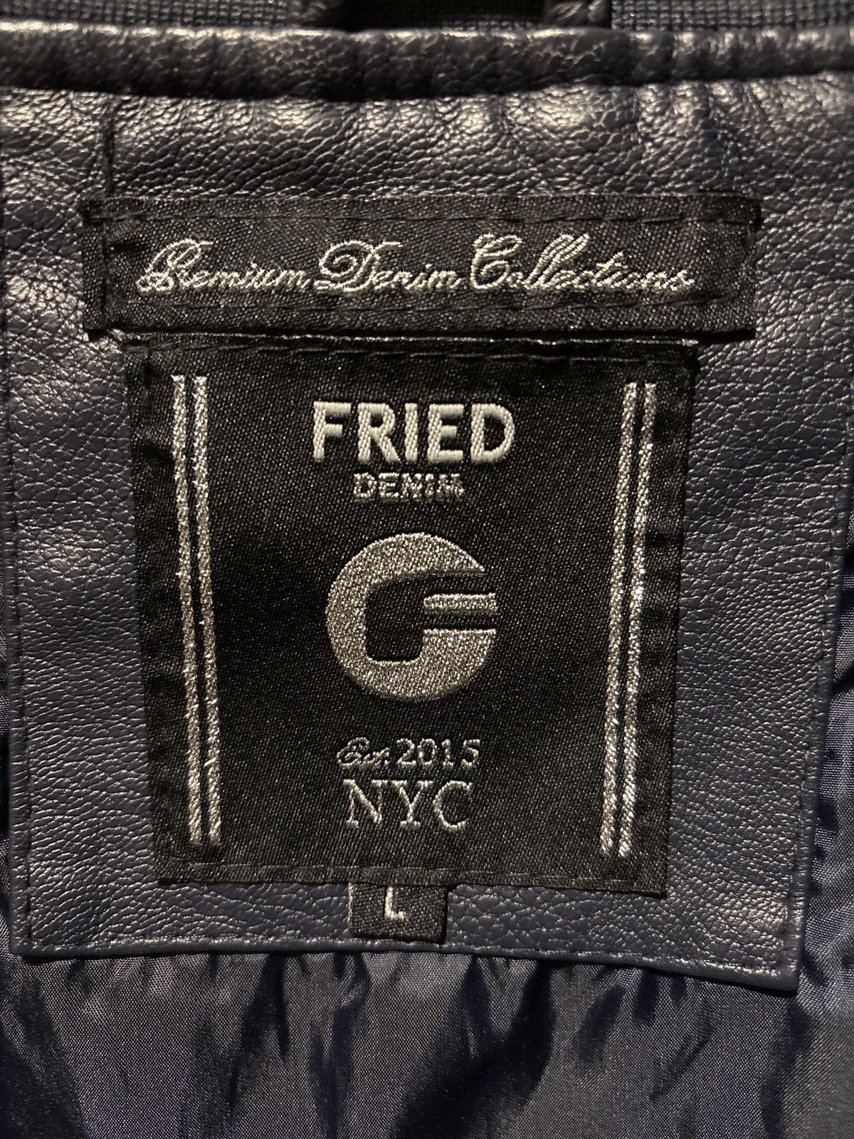 Vintage Leather Navy Varsity Jacket Size US L / EU 52-54 / 3 - 3 Thumbnail