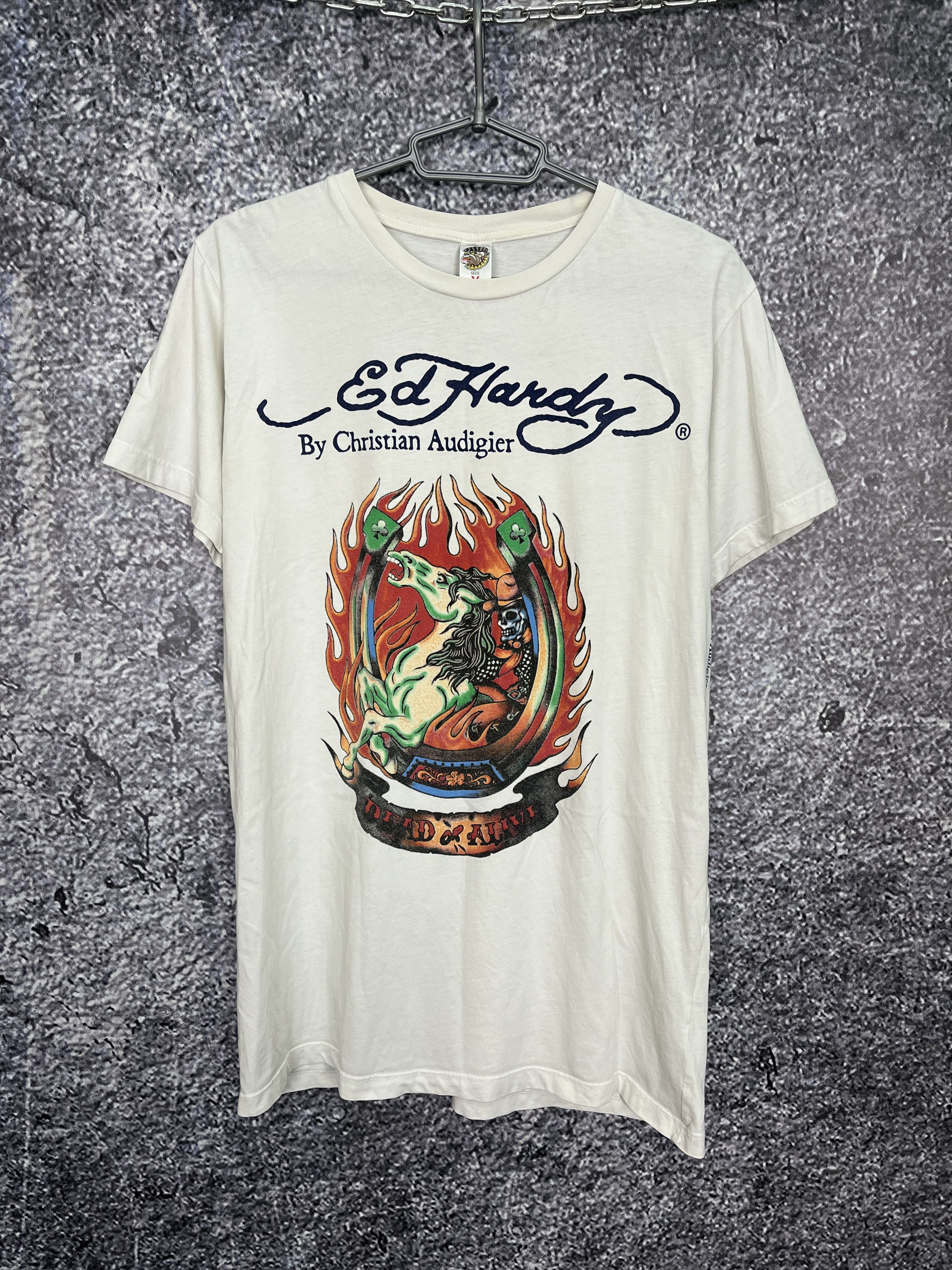 Ed Hardy Ed Hardy By Christian Audigier Skull Horse Flames T-Shirt Size US M / EU 48-50 / 2 - 1 Thumbnail