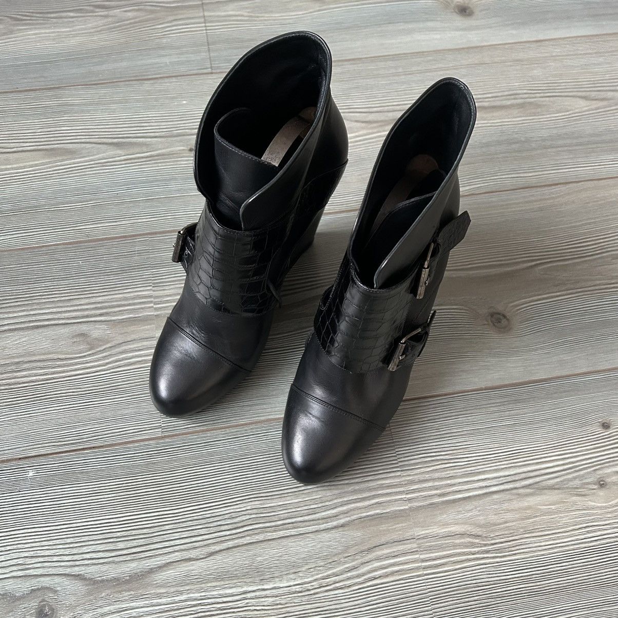 Sacai Sacai Black Buckle Leather Wedge Boots Size US 11 / IT 41 - 9 Thumbnail