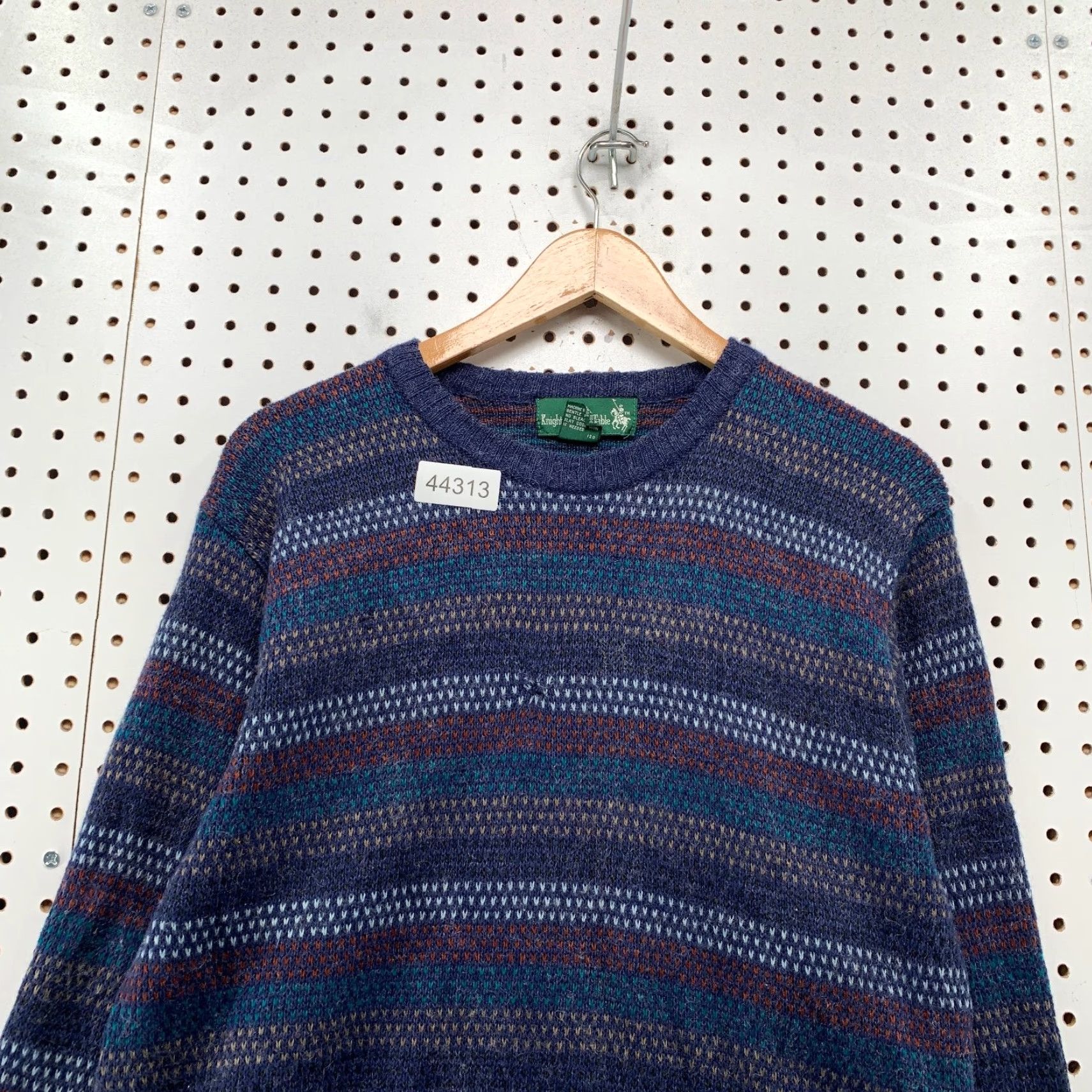 Vintage VINTAGE Knights Sweater Men Large Blue Wool Blend Striped Crewneck Knit Pullover Mens Size US L / EU 52-54 / 3 - 3 Thumbnail