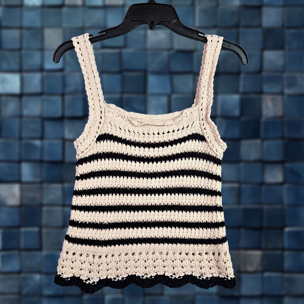 Madewell Madewell Crochet Stitch Cotton Sweater Tank Top Shirt Sleeveless S Multicolor Women Regular Color Pattern Crochet 90s? Size S / US 4 / IT 40 - 1 Thumbnail