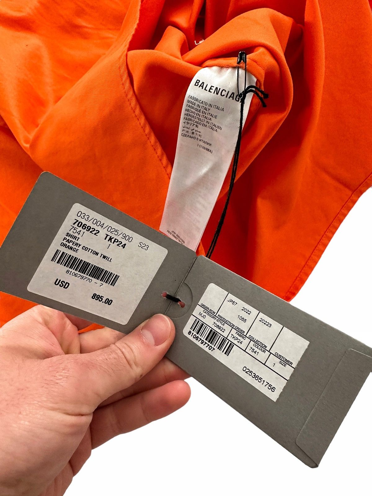 Balenciaga Sz1 Oversized Heavy Orange Cargo Shirt Size US S / EU 44-46 / 1 - 6 Thumbnail