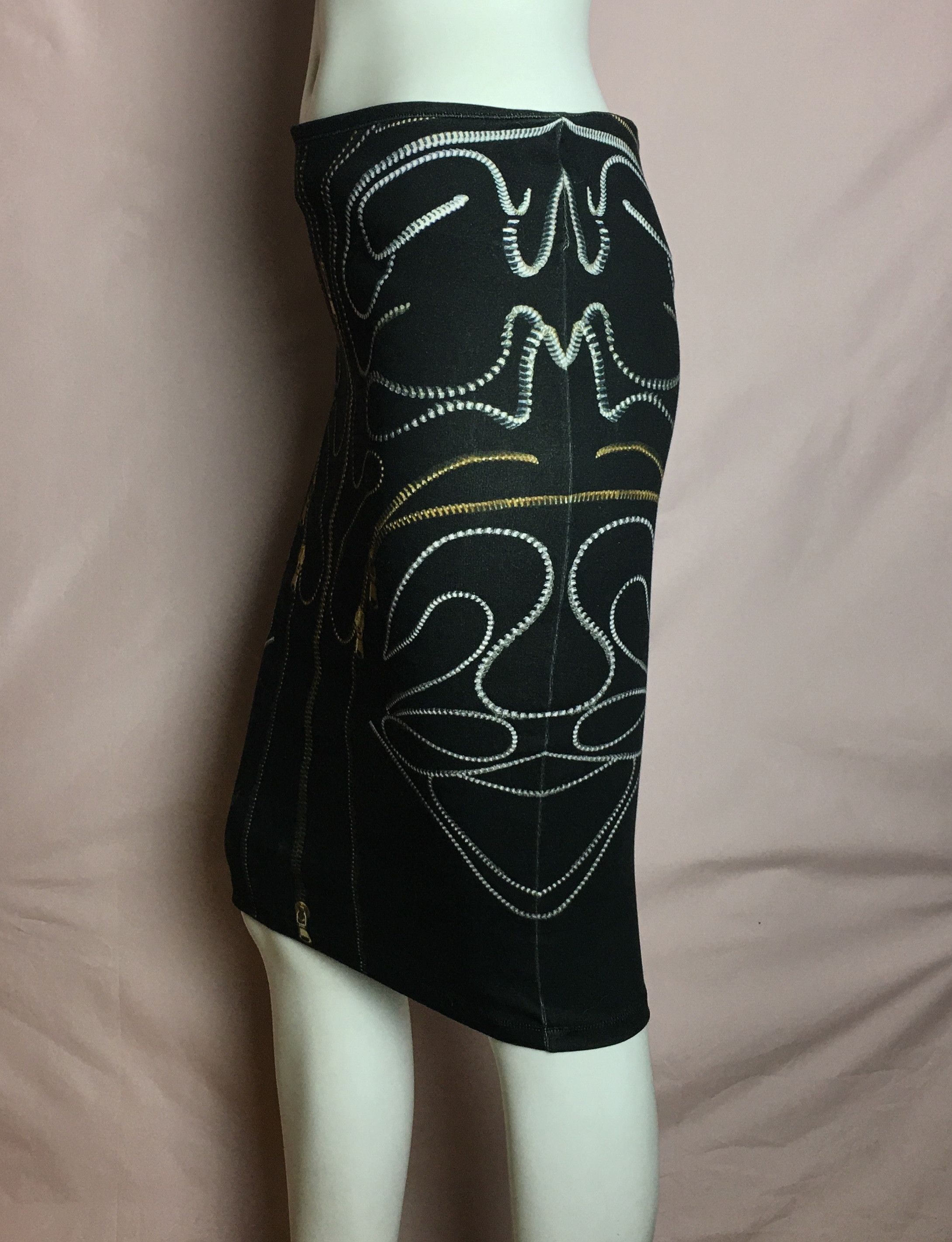 Alexander McQueen Alexander McQueen Vintage Zipper Print Stretch Skirt Size L Size 32" / US 10 / IT 46 - 3 Thumbnail