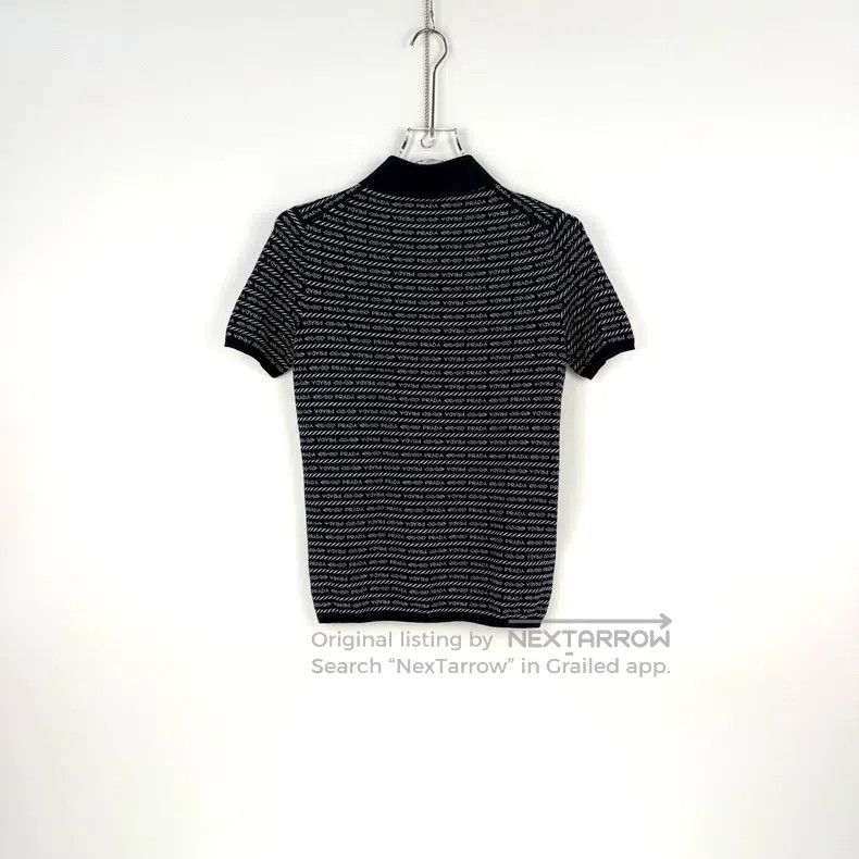 Prada Prada Dark blue full logo sheep wool polo knitted short sl Size XS / US 0-2 / IT 36-38 - 4 Thumbnail