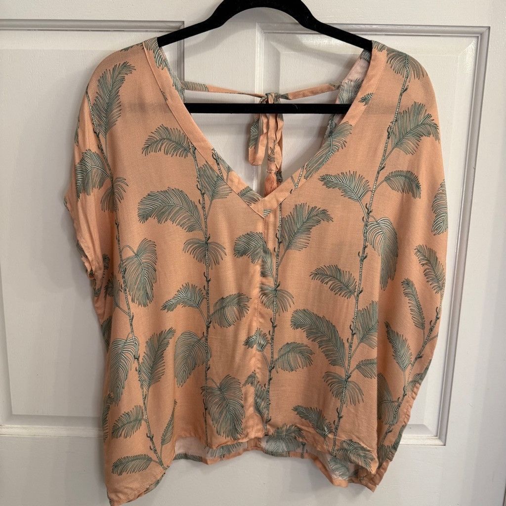 Chaser Brand Women's Chaser Blouse, Size S, Peach and Green Size S / US 4 / IT 40 - 2 Thumbnail