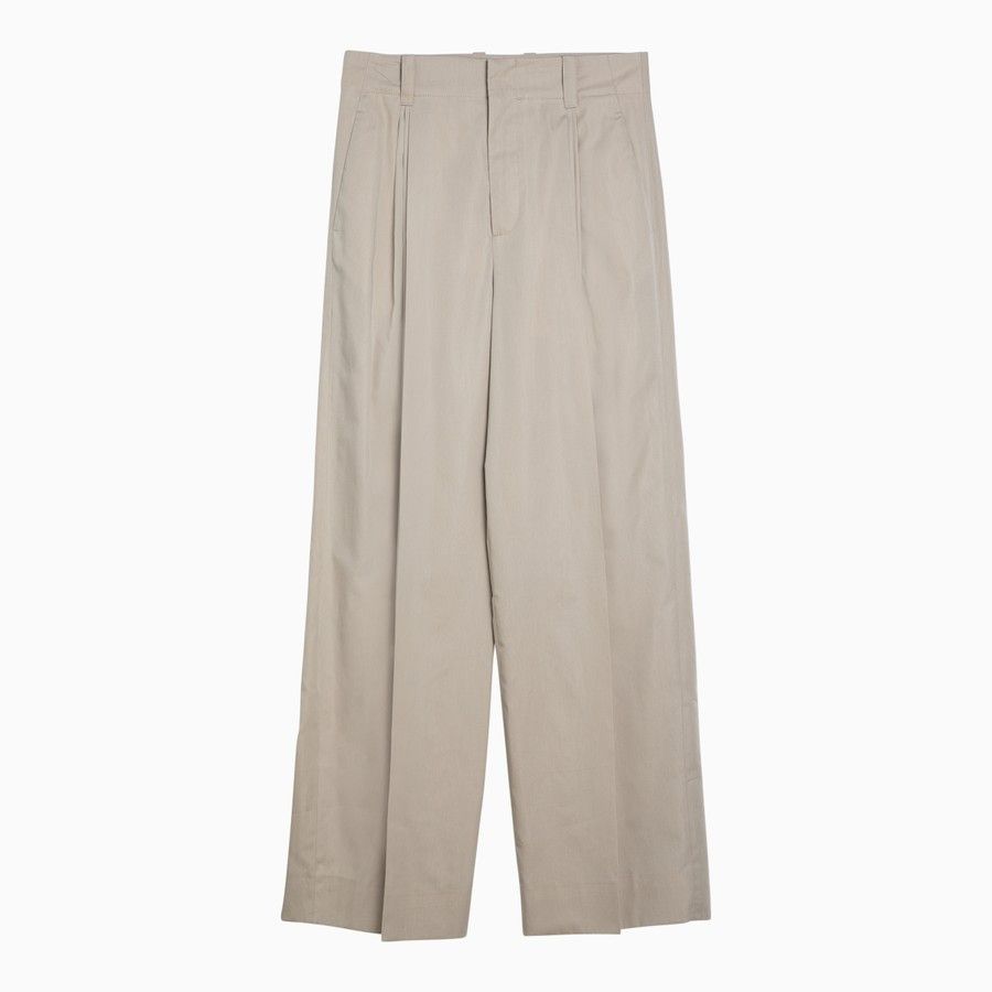 Bottega Veneta o1d2blof0824 Cotton Trousers in Beige Size 25" / US 0 / IT 36 - 1 Thumbnail