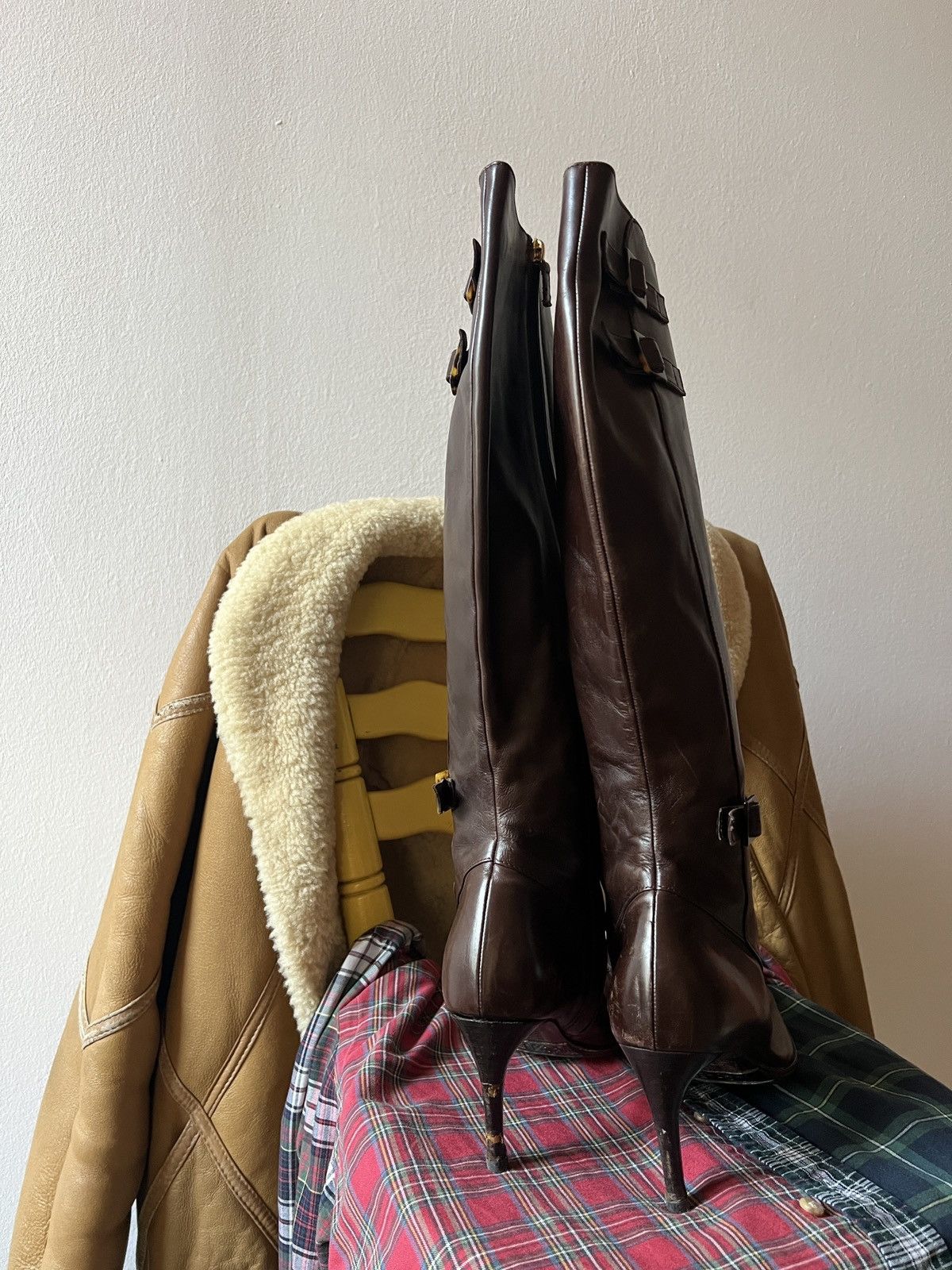 Ralph Lauren Purple Label Vintage Ralph Lauren Purple Label Leather High Heels Boots Size US 10.5 / IT 40.5 - 7 Thumbnail