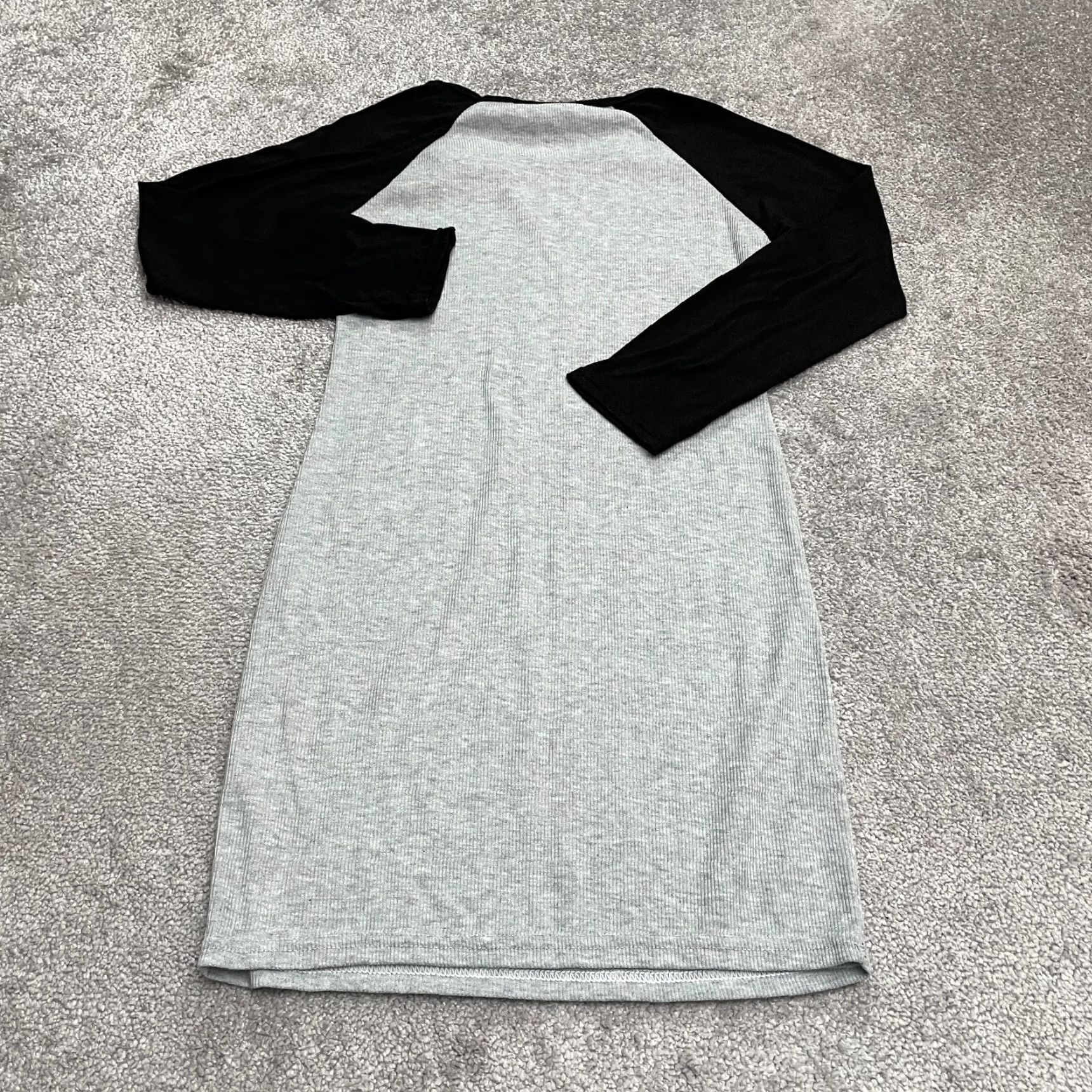 Vintage X & Z Knit Tunic T-Shirt Dress Womens Small Black Gray Long Sleeve Casual Midi Dress Size S / US 4 / IT 40 - 2 Thumbnail