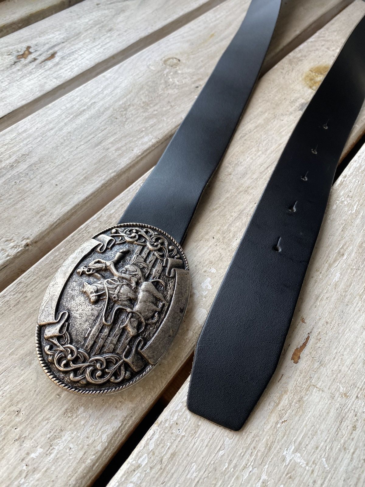 Cowboy Equipment × Vintage Vintage 90s Buckle Cowboy Leather Rock Goth Y2K Drill belt Size ONE SIZE - 3 Thumbnail