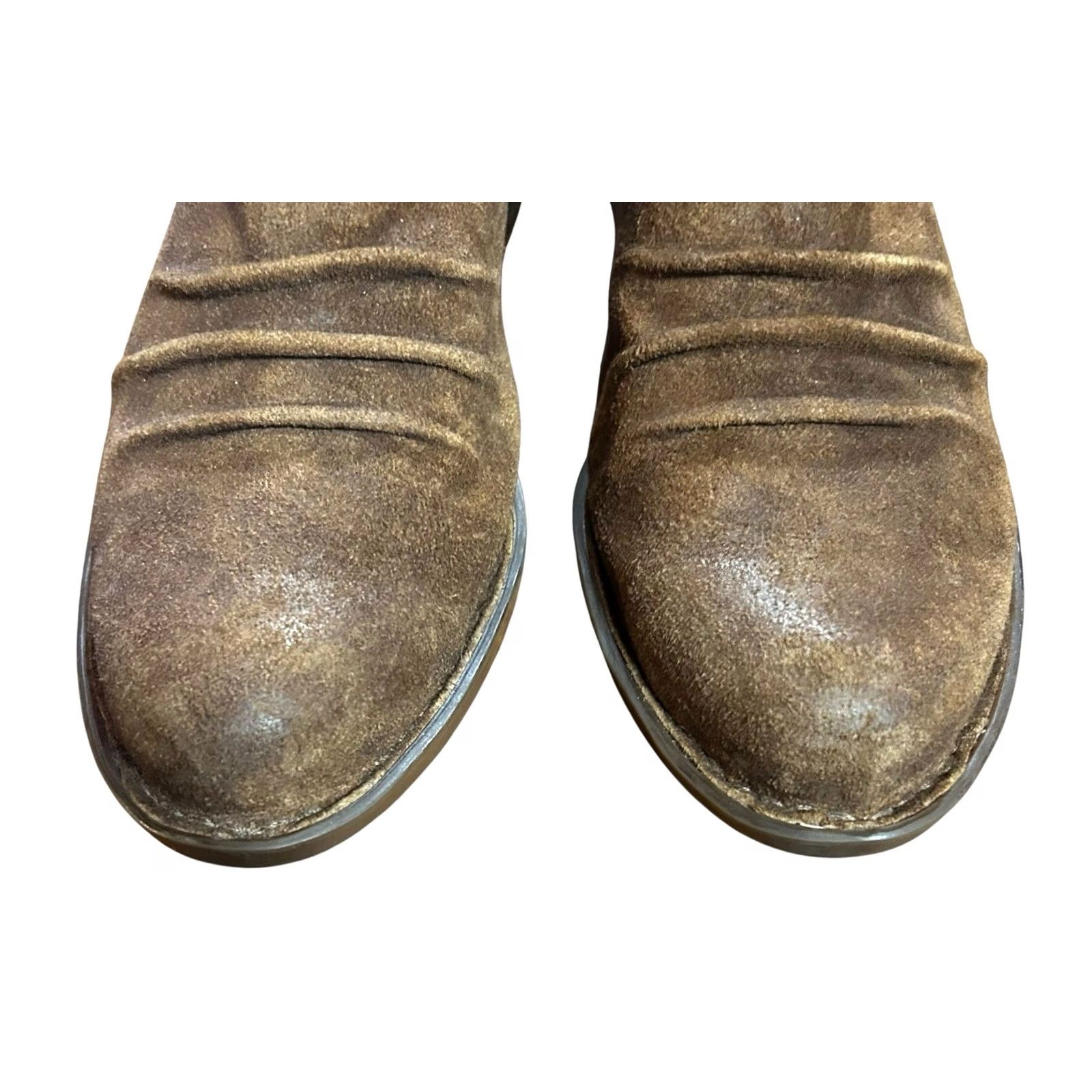 Born Born F36226 Katharina Brown Leather Ankle Bootie Slouch Back Zip Women’s US 8 M Boots Size US 8 / IT 38 - 3 Thumbnail
