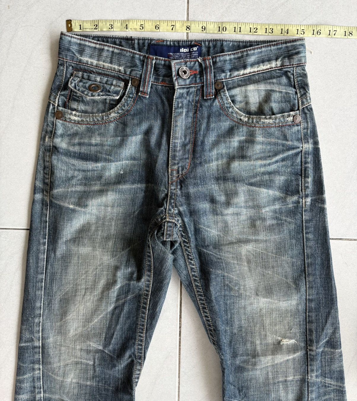 Vintage Korean Iloi Streetwear Low Flared Jeans Distressed Denim Size US 31 - 2 Thumbnail