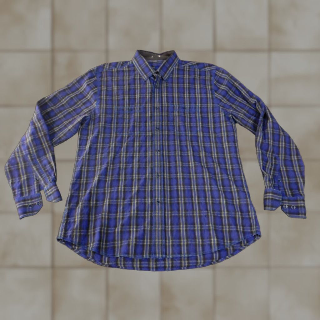 BUGATCHI Bugatchi Shirt Mens Medium Plaid Long Sleeve Shaped Fit Stretch Classic Size US M / EU 48-50 / 2 - 1 Thumbnail