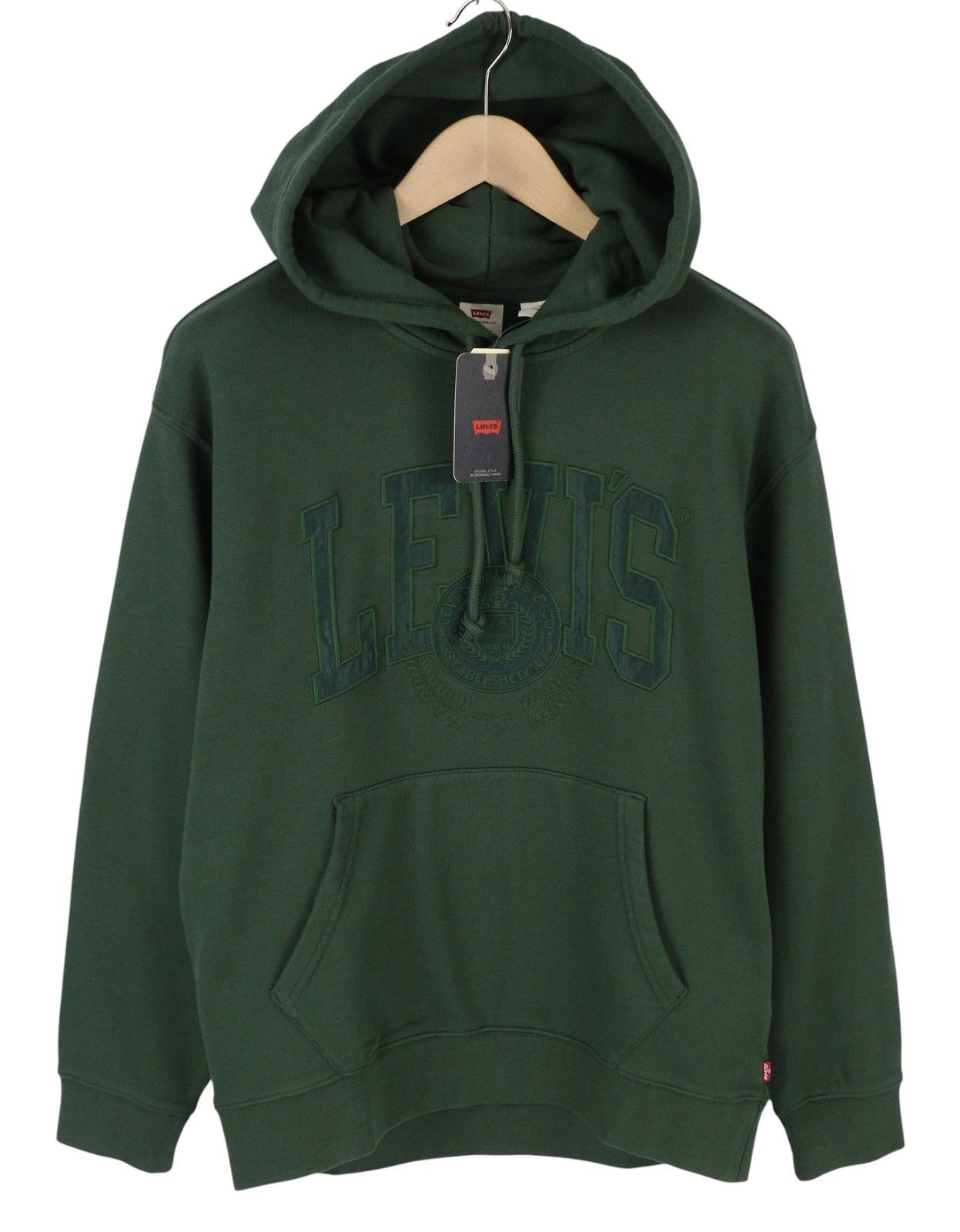 Levi's RELAXED FIT S Green Logo Kangaroo Pocket Hoodie 87111 Size US S / EU 44-46 / 1 - 1 Thumbnail