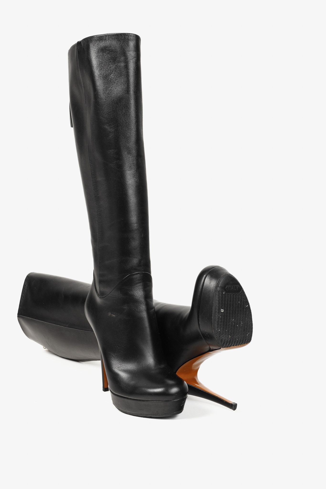 Gucci Gucci Knee Length Leather Bamboo Tassel Platform Boots Size US 6.5 / IT 36.5 - 4 Thumbnail
