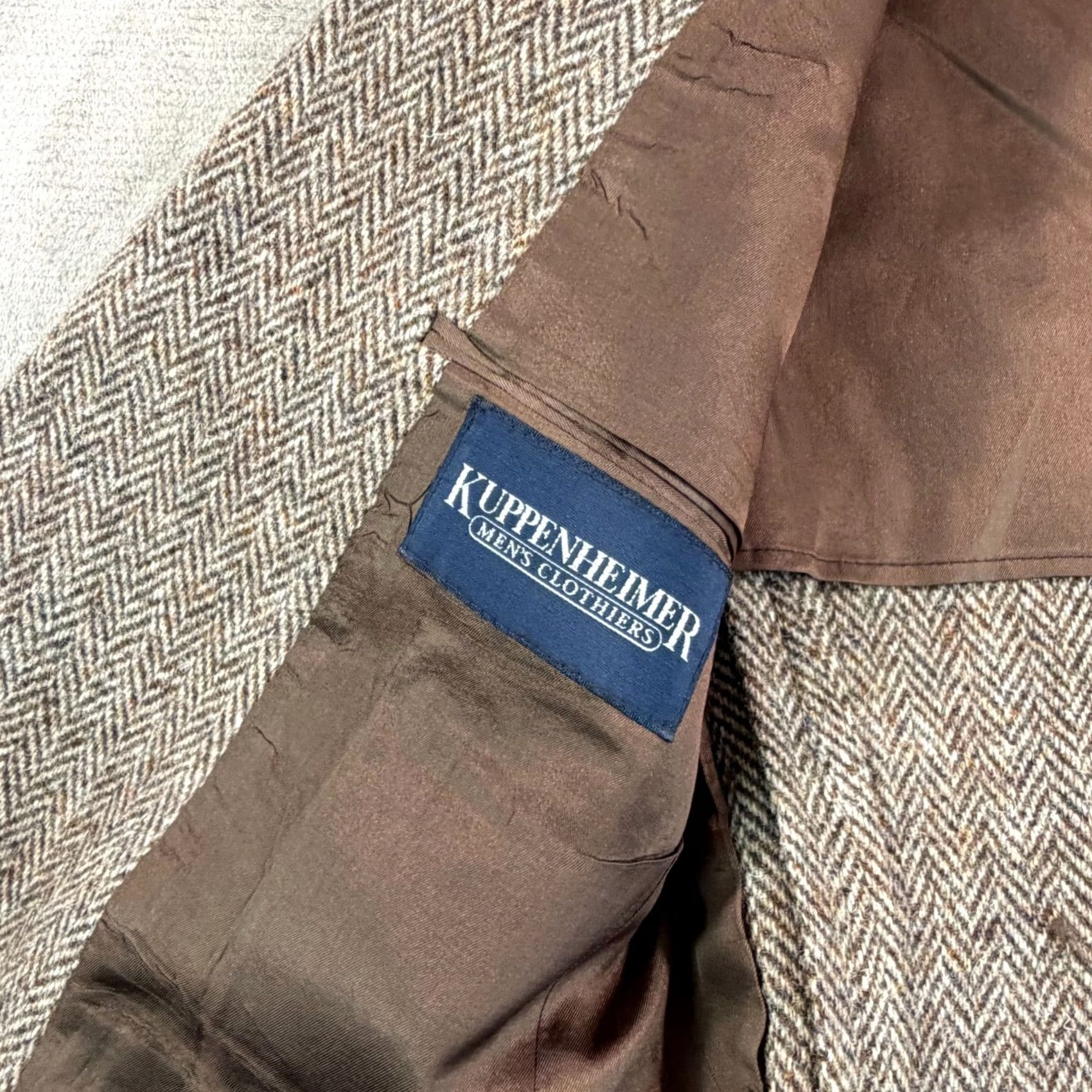Harris Tweed VINTAGE Harris Tweed Blazer Sports Coat Brown Herringbone Men 40 USA Made Size 40R - 3 Thumbnail