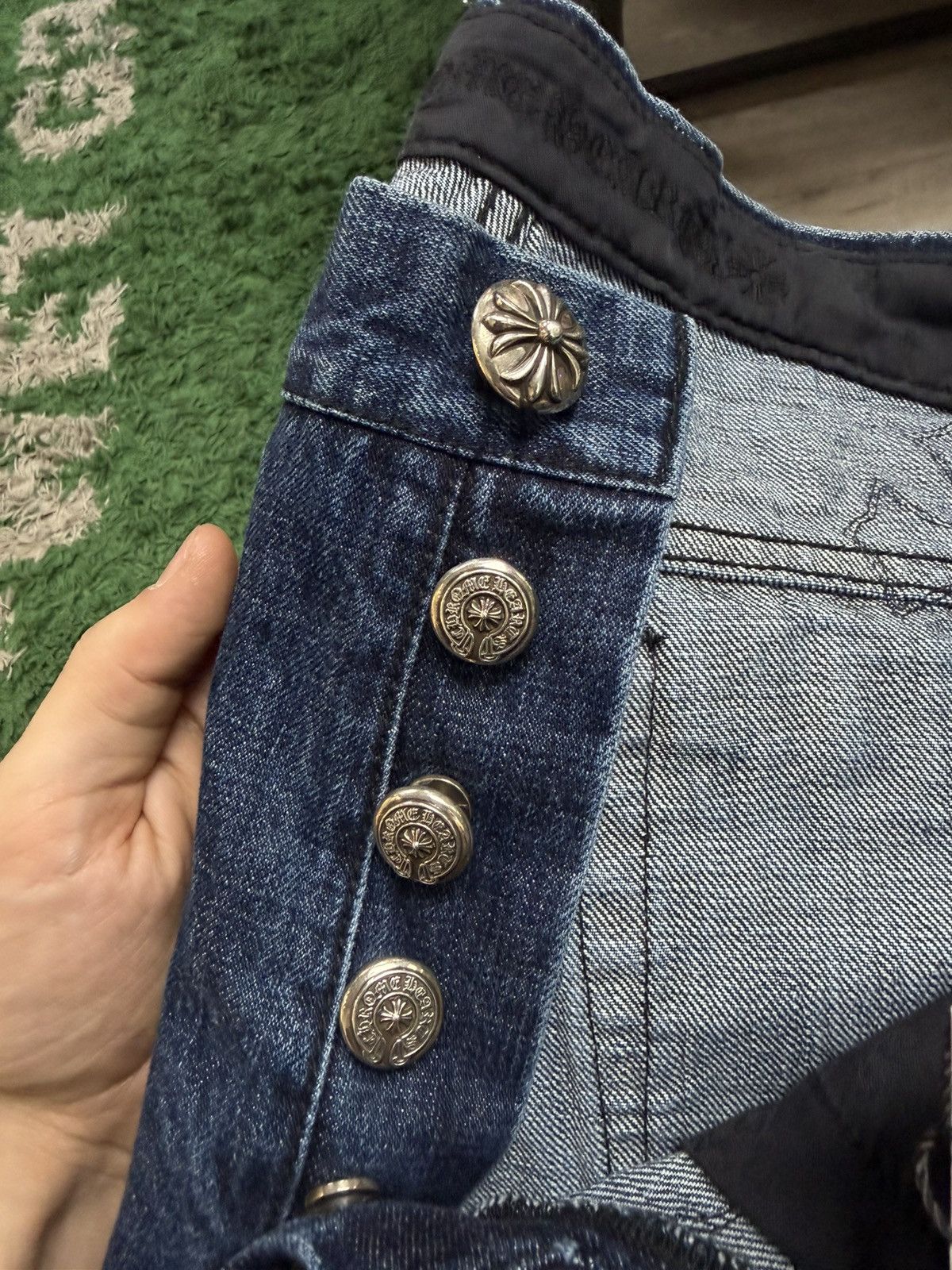 Chrome Hearts Chrome Hearts Navy Brown Black White Fleur Jeans Size US 31 - 16 Thumbnail