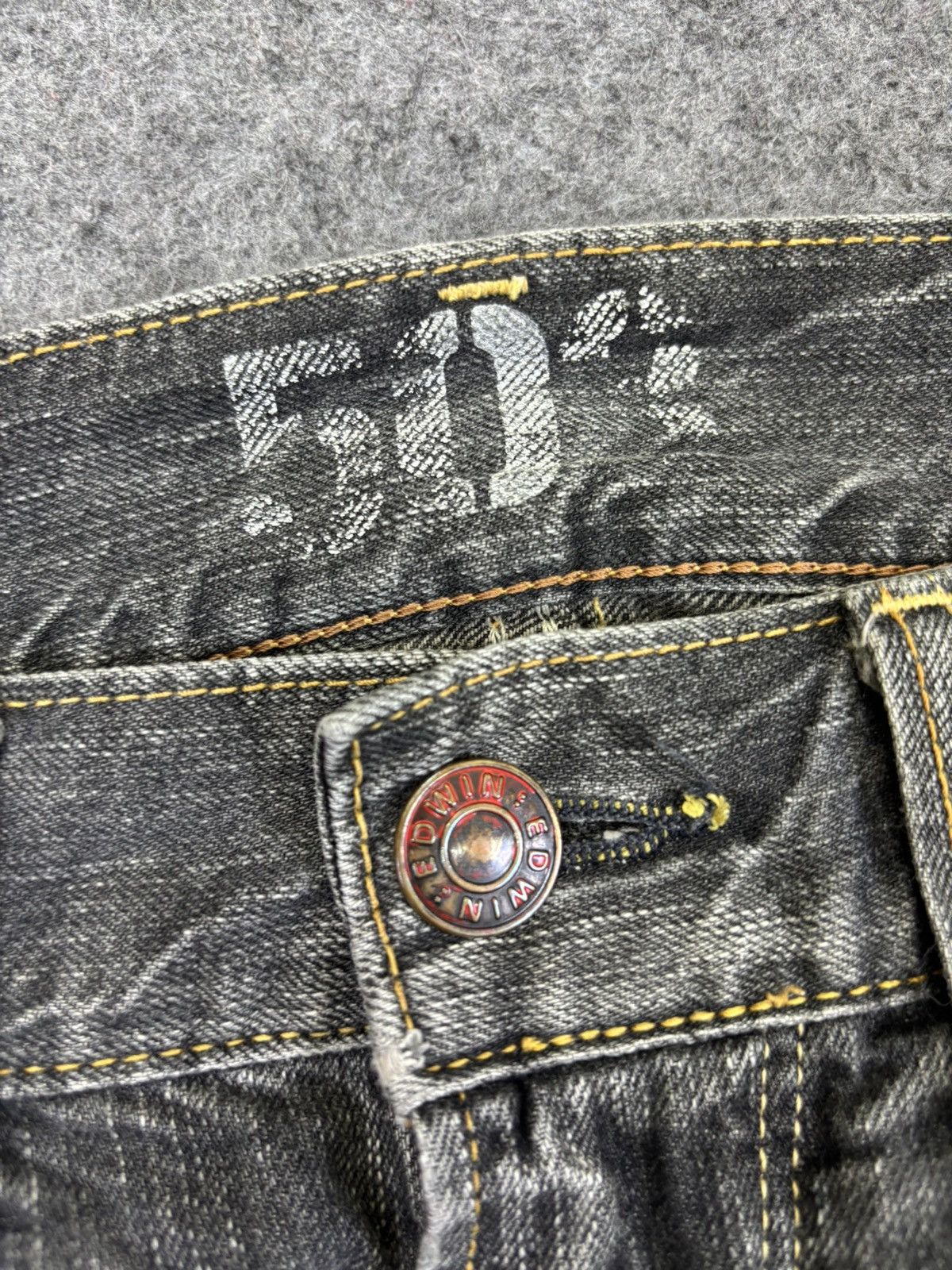 Edwin Edwin Black Wash Raw Fades Straight Denim K32 Size US 35 - 6 Thumbnail