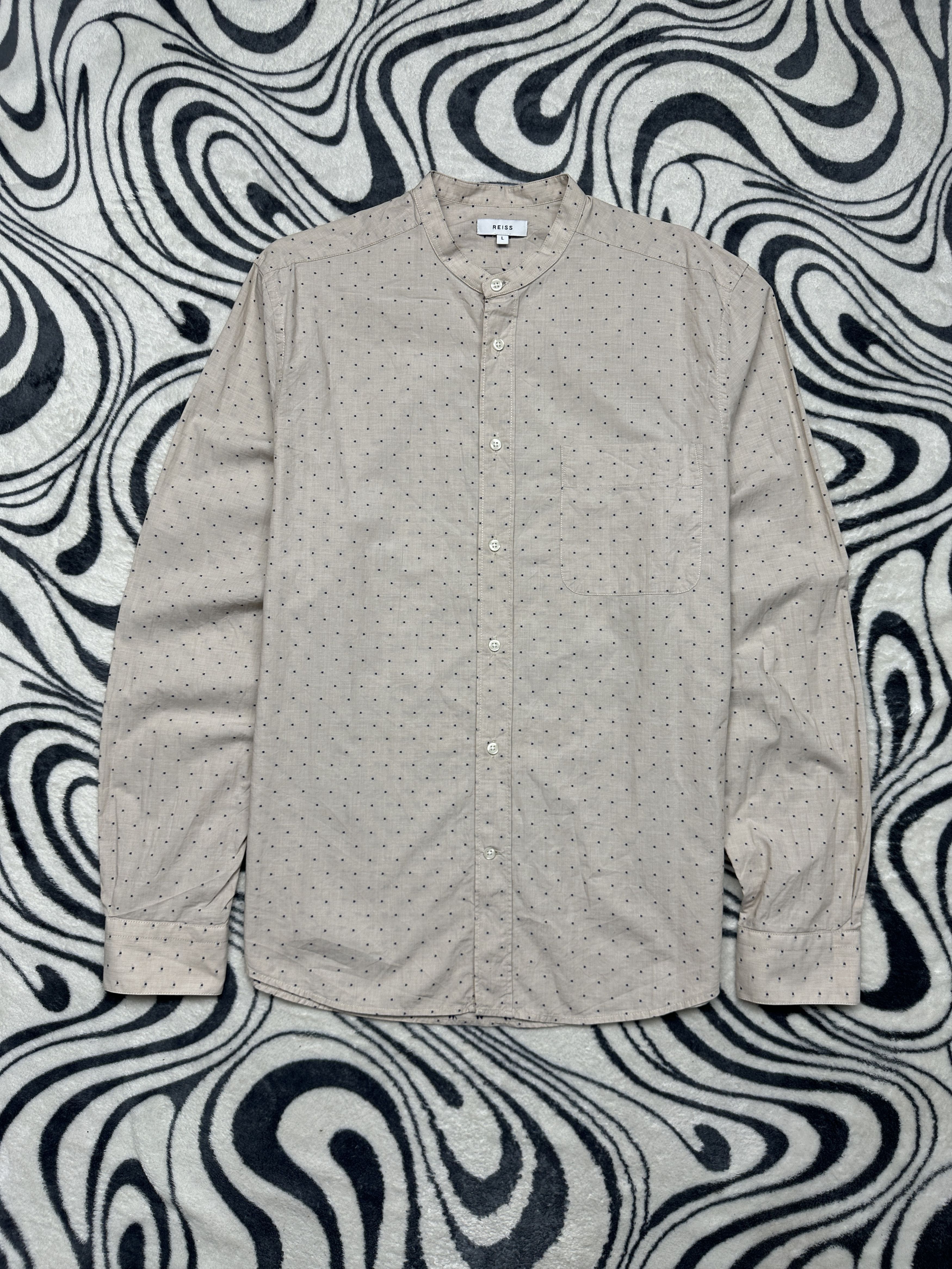 Reiss Reiss Mens Collarless Long Sleeve Shirt Y2K Size US L / EU 52-54 / 3 - 1 Thumbnail