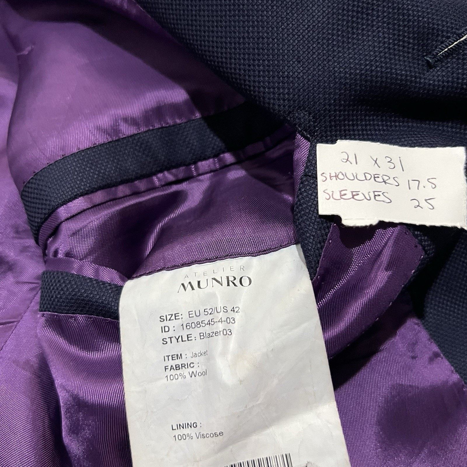 Atelier Aura Atelier Munro Super 100s Blue Wool Button Blazer Sport Coat Size US S / EU 44-46 / 1 - 7 Thumbnail