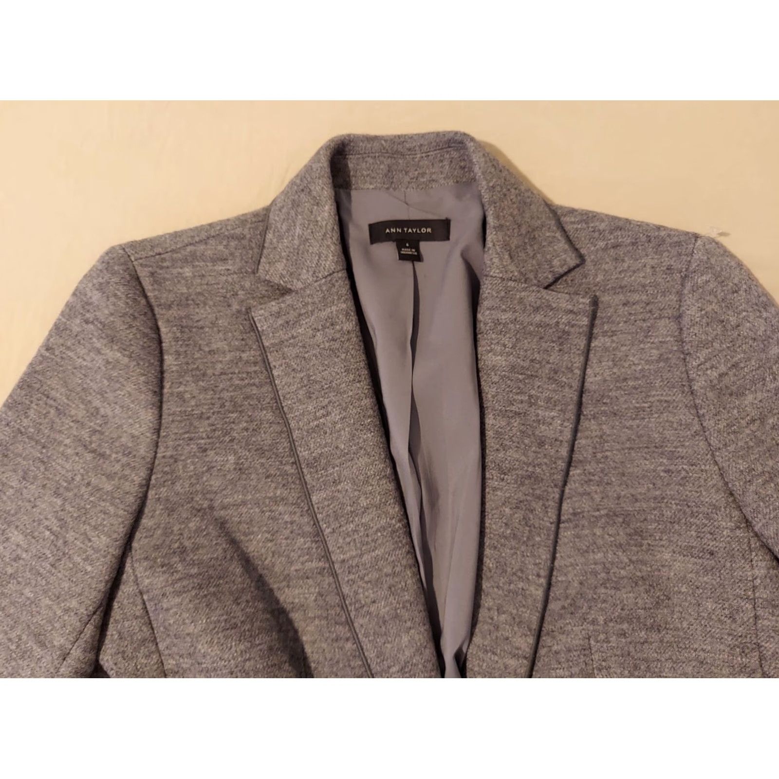 Ann Taylor Womens Ann Taylor Blazer Wool Jacket 4 Gray Blue Size S / US 4 / IT 40 - 2 Thumbnail