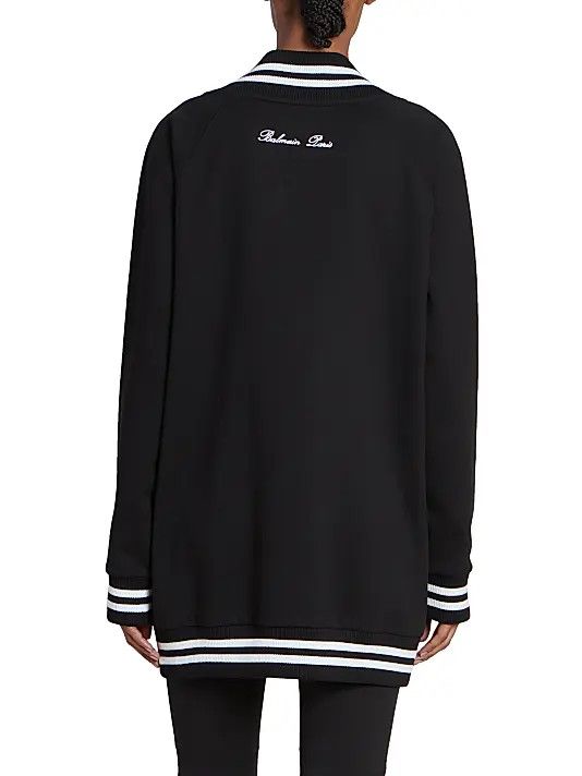 Balmain o1s1wg110825 Signature Jersey Cotton Cardigan in Black Size S / US 4 / IT 40 - 4 Thumbnail