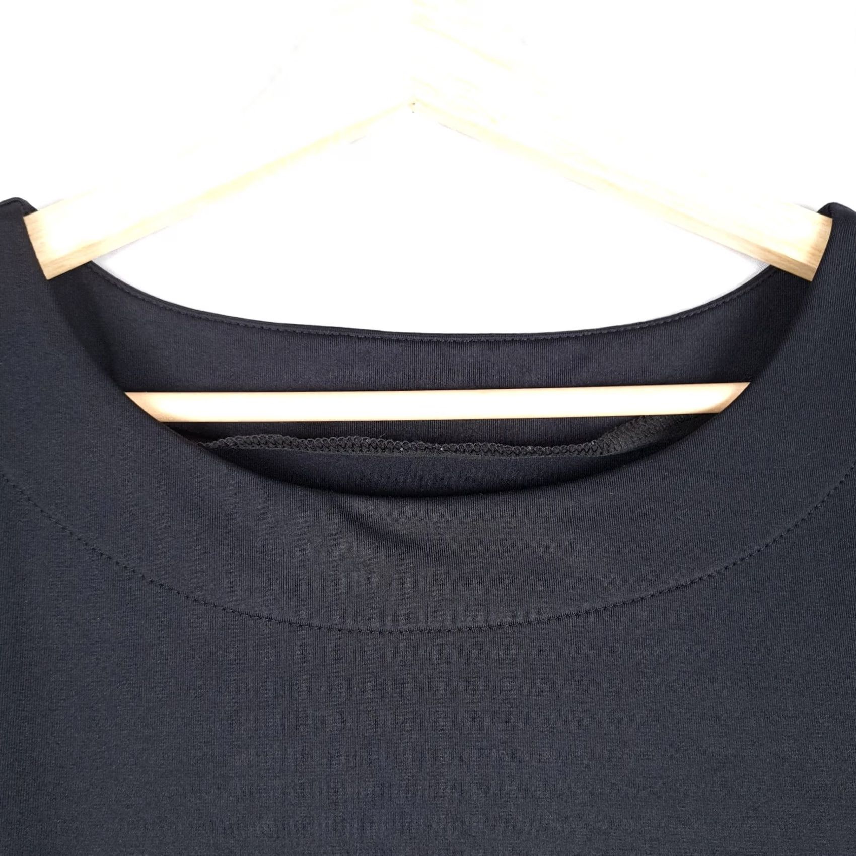 Vintage Dudley Stephens Maxi Dress Womens L Black Short Sleeves Nylon Minimalist Size 36" / US 14 / IT 50 - 3 Thumbnail