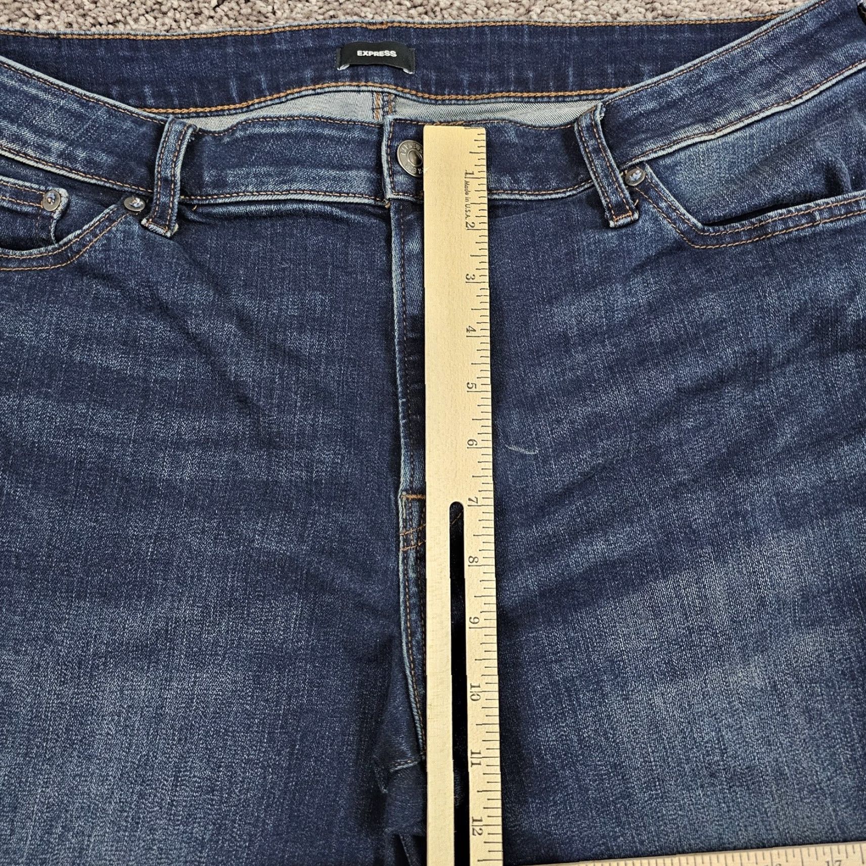Express Express Jeans Mens 36 Slim Straight Leg Stretch Denim Mid Rise Dark Wash Jeans Size US 36 / EU 52 - 4 Thumbnail