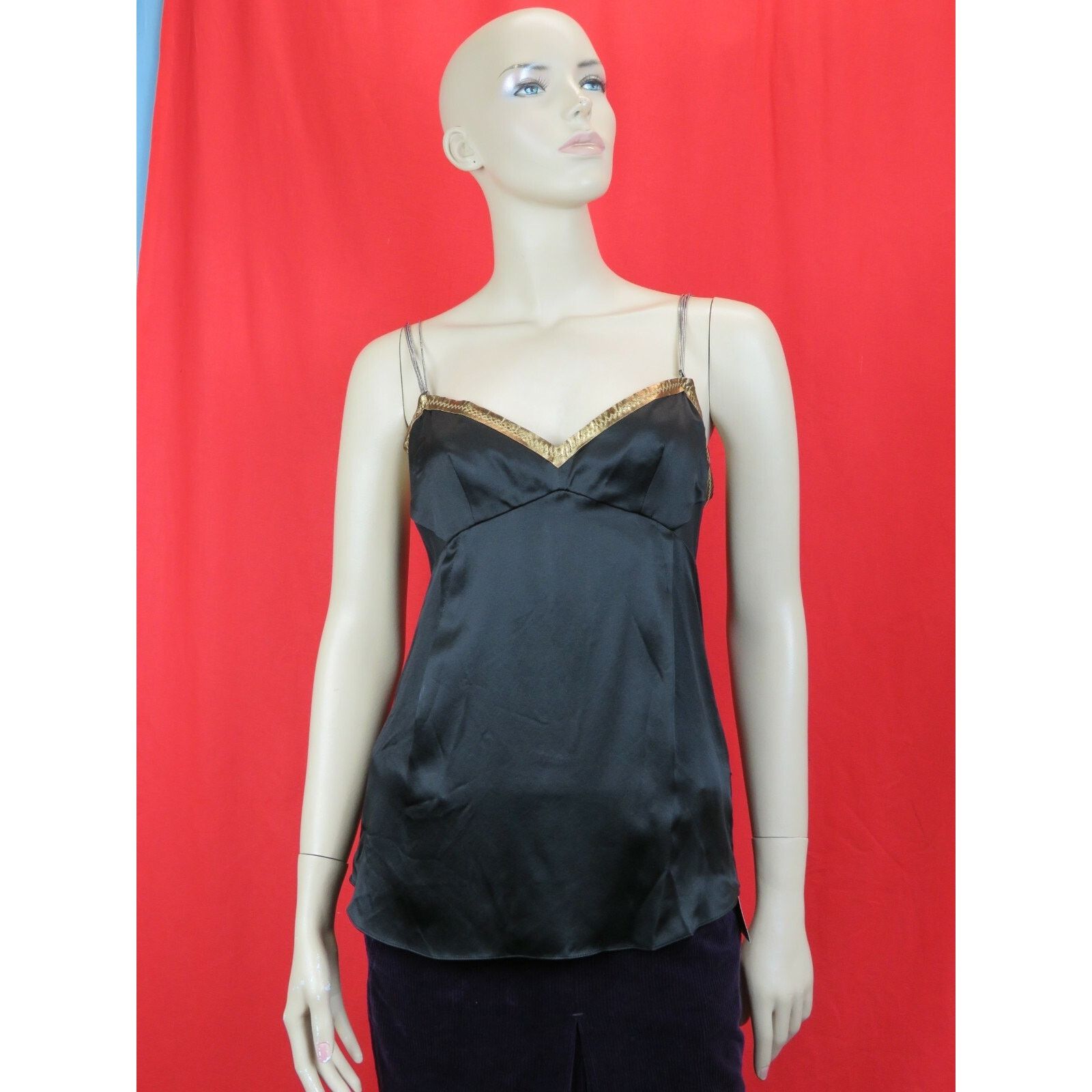 Dolce & Gabbana DOLCE GABBANA BLACK SILK 4X CHAIN STRAPS DRESS TOP 42 ITALY Size M / US 6-8 / IT 42-44 - 1 Thumbnail