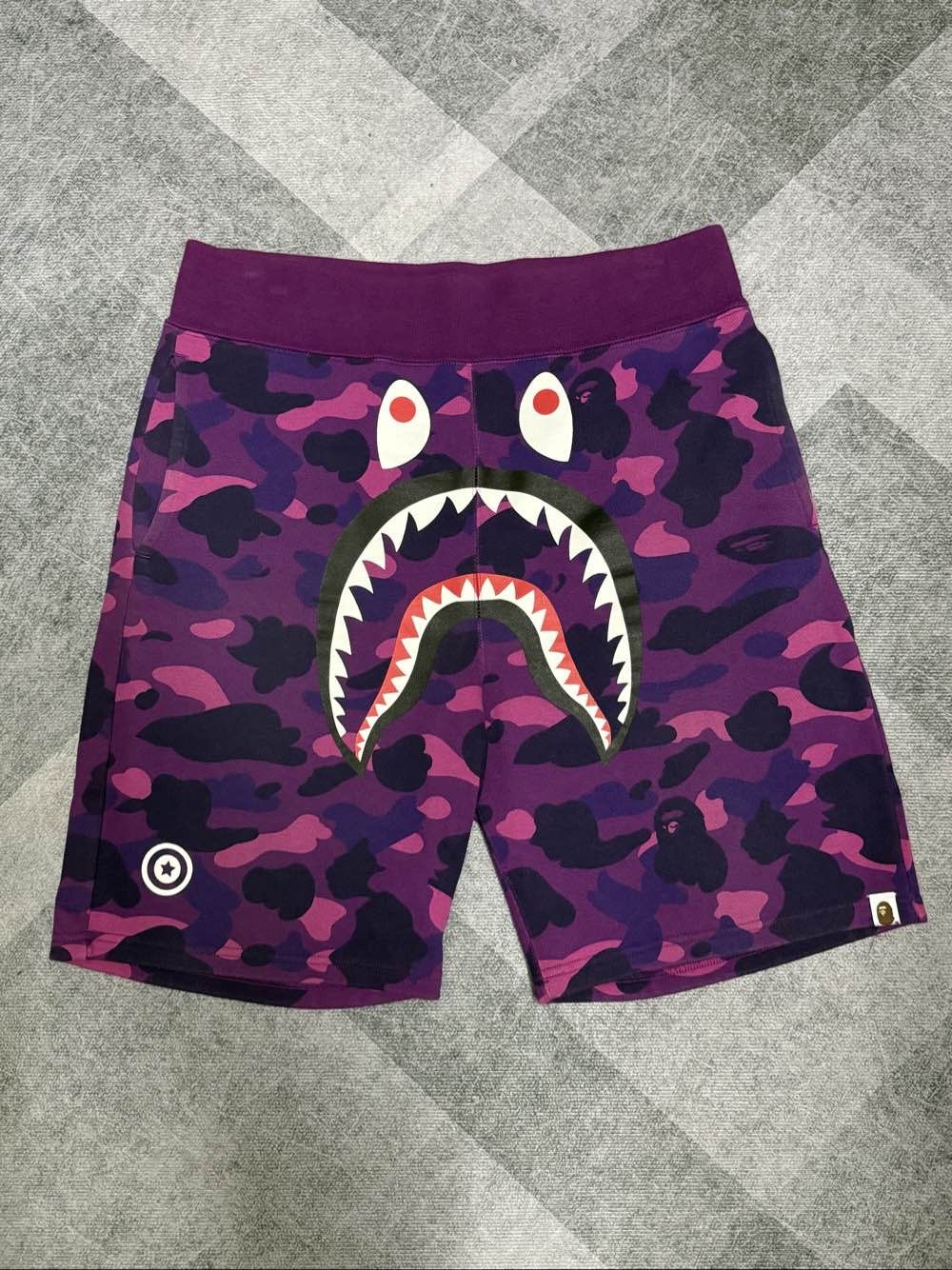 Bape A Bathing Ape Purple Camo Shark Shorts Size XL Size US 36 / EU 52 - 1 Thumbnail
