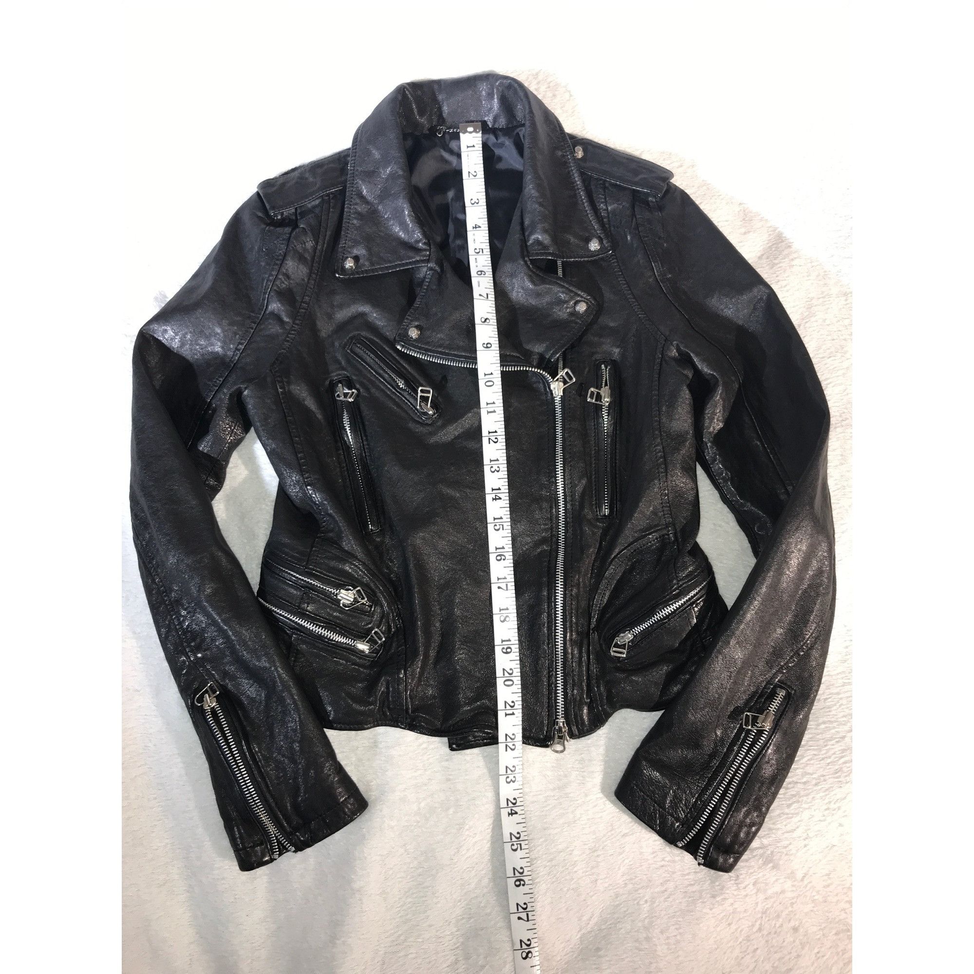 Vintage Womens Black Leather Asian Styled Y2K Moto Jacket Size S / US 4 / IT 40 - 4 Thumbnail