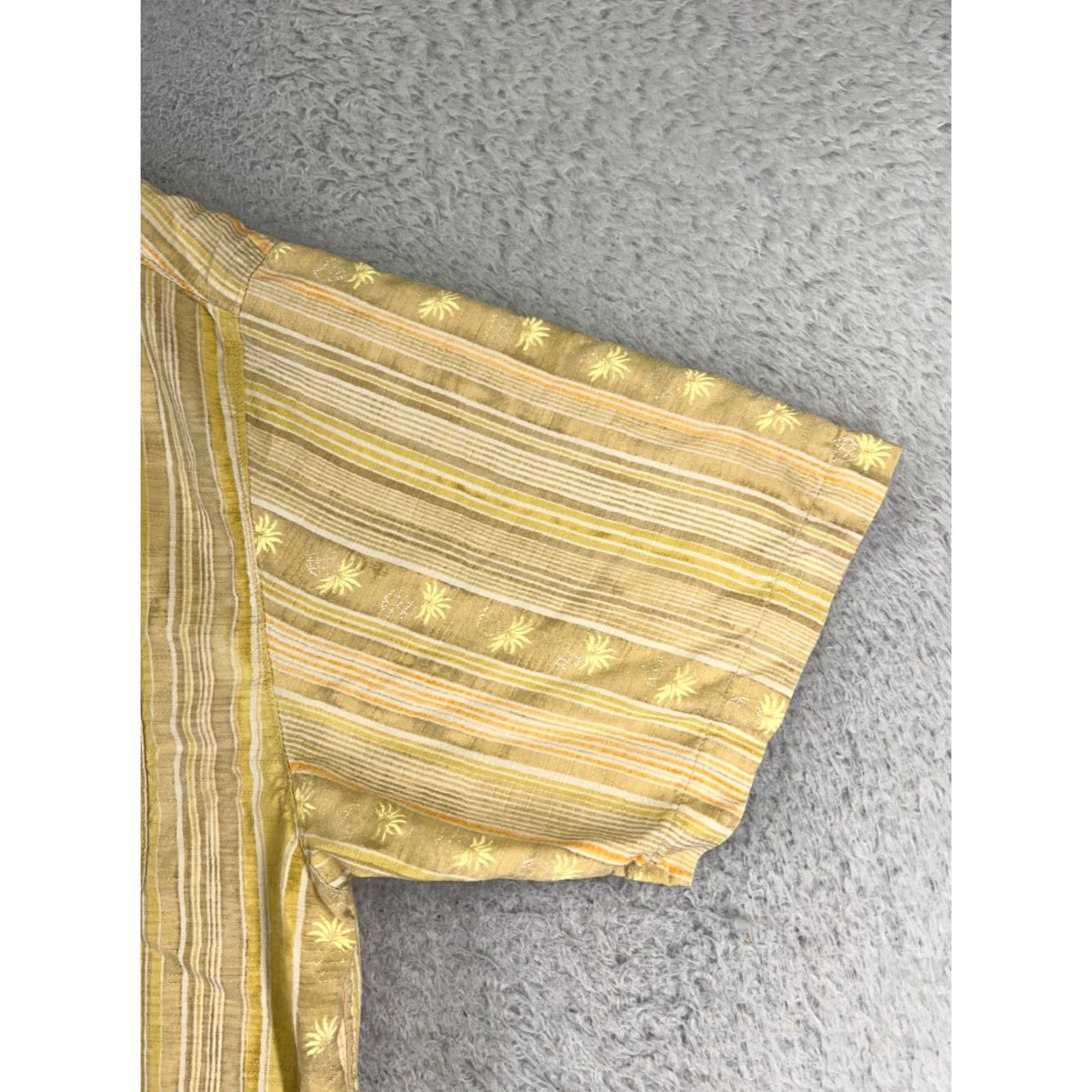 Tommy Bahama Tommy Bahama Shirt Men XL Yellow Stripe Pineapple 100% Silk Hawaiian Button-Up Casual Luxury Beach Vacation Resort Aloha Mens Size US XL / EU 56 / 4 - 2 Thumbnail