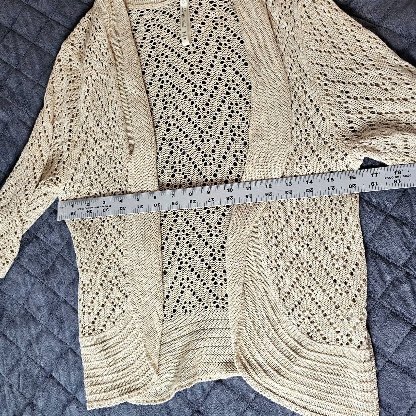 Vintage Leo & Nicole Cardigan Sweater Womens Size M Beige 3/4 Sleeve V-Neck Open Front Knit Logo All Seasons Regular Knitwear Size M / US 6-8 / IT 42-44 - 7 Thumbnail