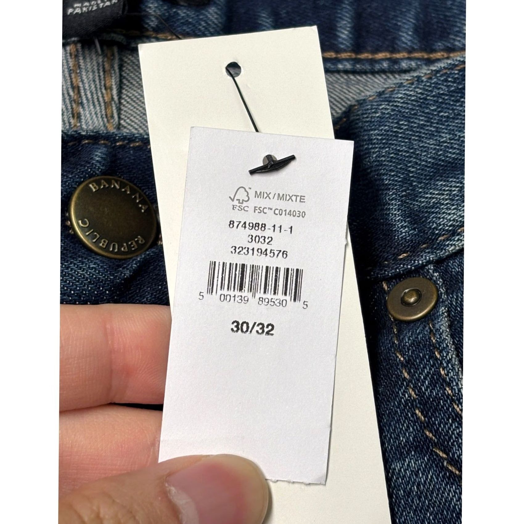 Banana Republic NWT Banana Republic Travel Slim Jeans Mens 30x32 Medium Wash Denim Blue Casual Straight Pocket 5-Pocket Button Zip Mens Size US 29 - 2 Thumbnail