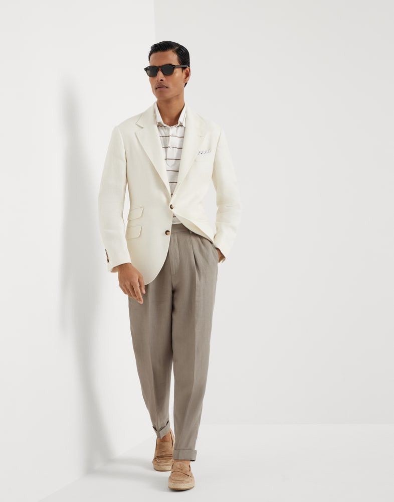 Brunello Cucinelli o1w1db10825 Suit-Type Jacket in White Size US S / EU 44-46 / 1 - 2 Thumbnail