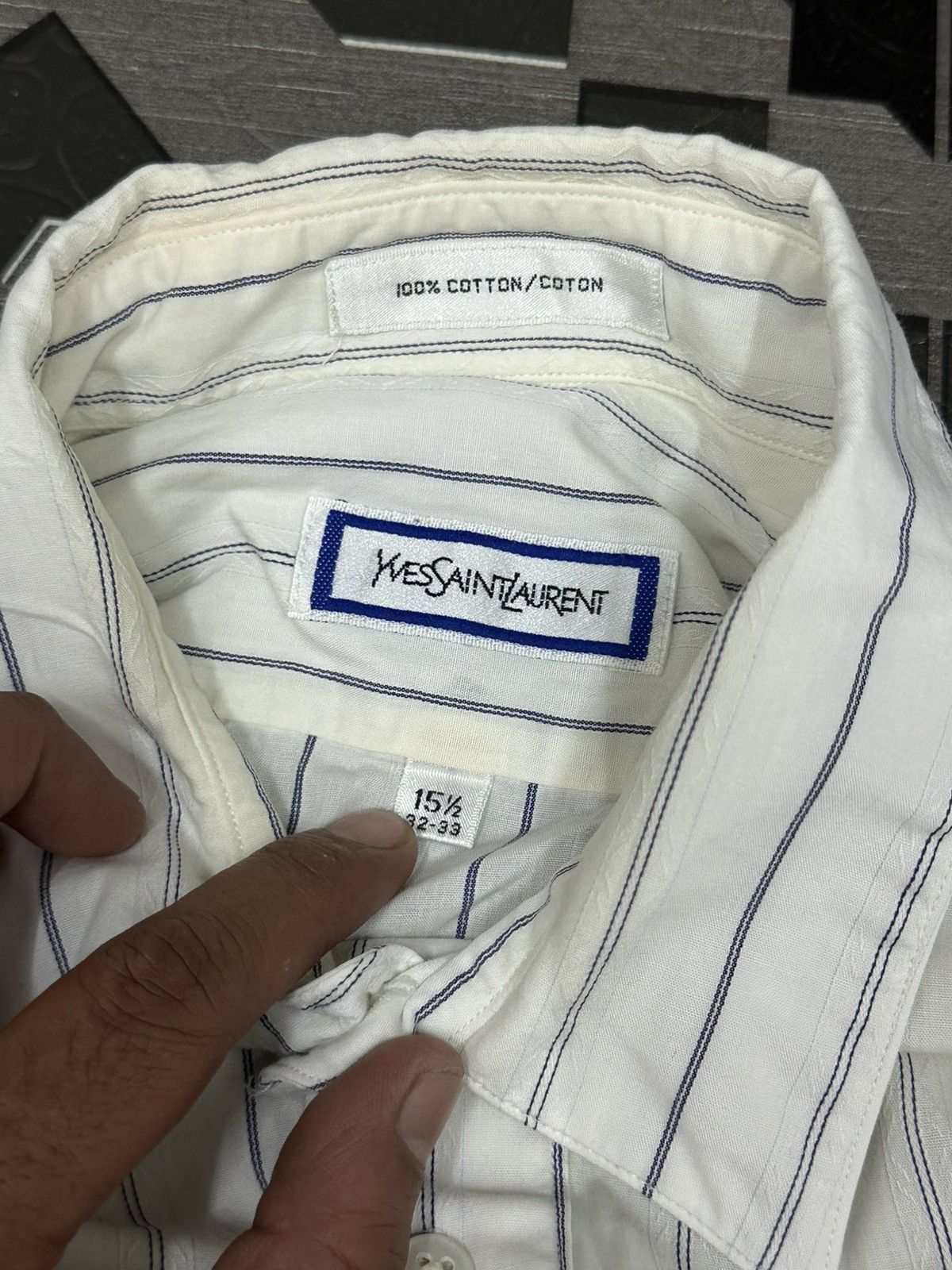 Saint Laurent Paris Vintage Yves Saint Laurent Logo Striped L/S Button Up Shirt Size US M / EU 48-50 / 2 - 5 Thumbnail