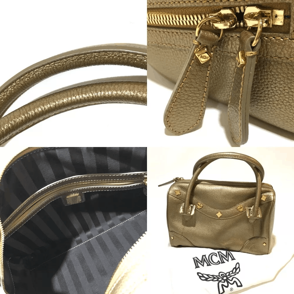 MCM MCM Logo Studs Mini Duffle Bag Hand Bag Gold Size ONE SIZE - 9 Thumbnail