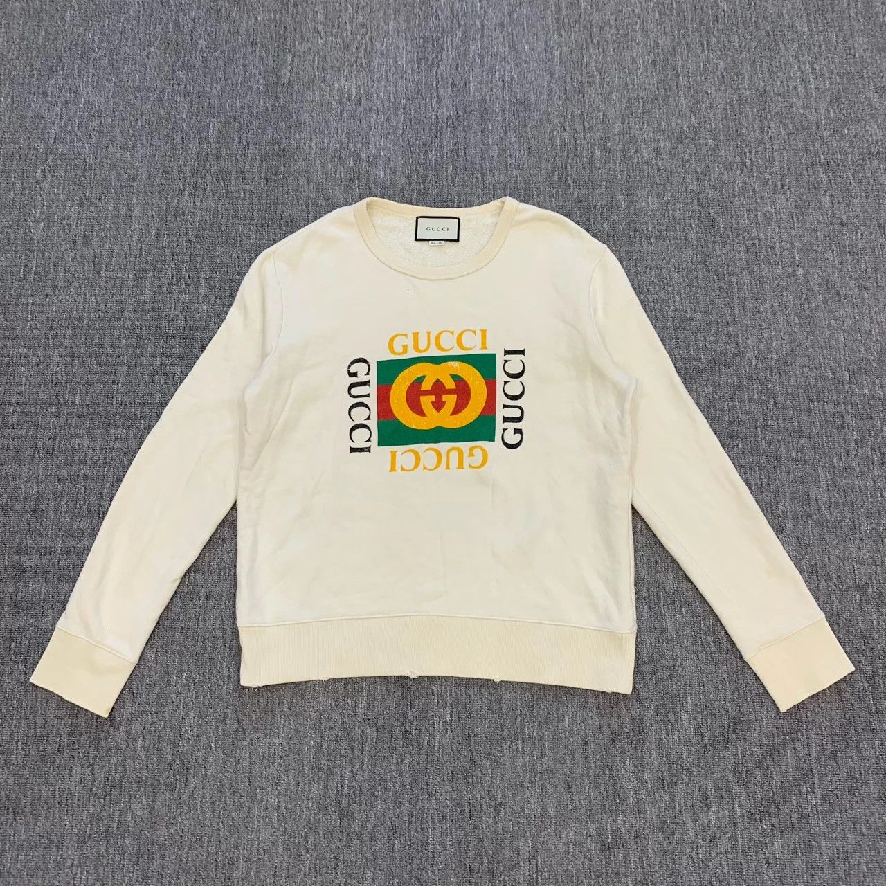 Gucci Gucci Off-White Double G Distressed Sweatshirt Size US L / EU 52-54 / 3 - 1 Thumbnail