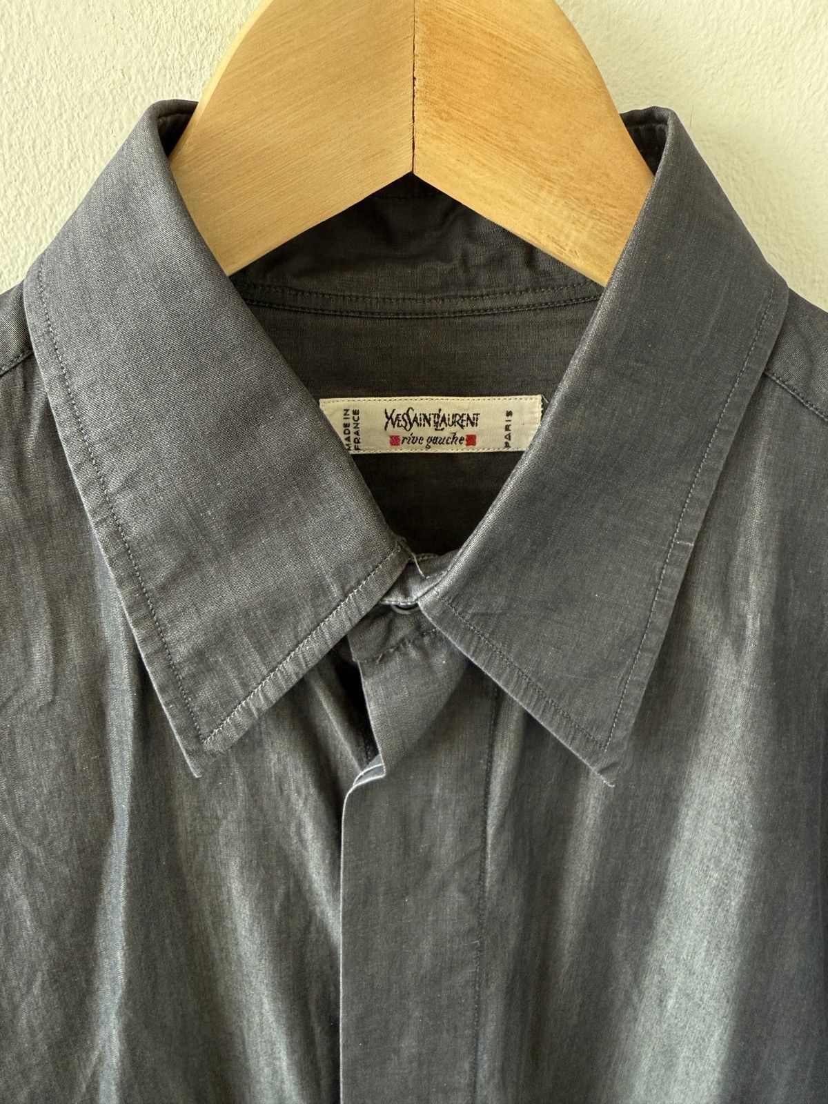 Saint Laurent Paris Rive Gauche by Hedi Slimane Cotton Dress Shirt Size US M / EU 48-50 / 2 - 2 Thumbnail