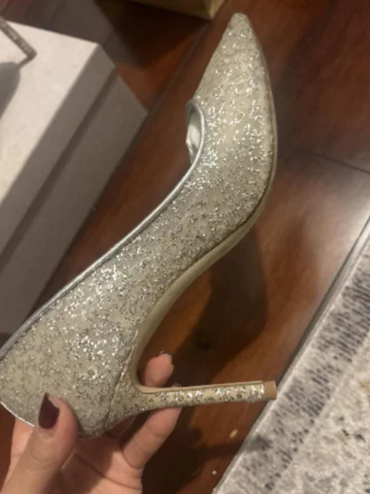 Jimmy Choo JIMMY CHOO Champagne Coarse Glitter Pumps ROMY 85 Size US 6.5 / IT 36.5 - 2 Thumbnail