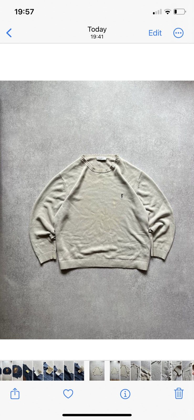 Vintage × Yves Saint Laurent Vintage YSL Yves Saint Lauren Destroyed Knit Sweater Y2K XL Size US L / EU 52-54 / 3 - 1 Thumbnail