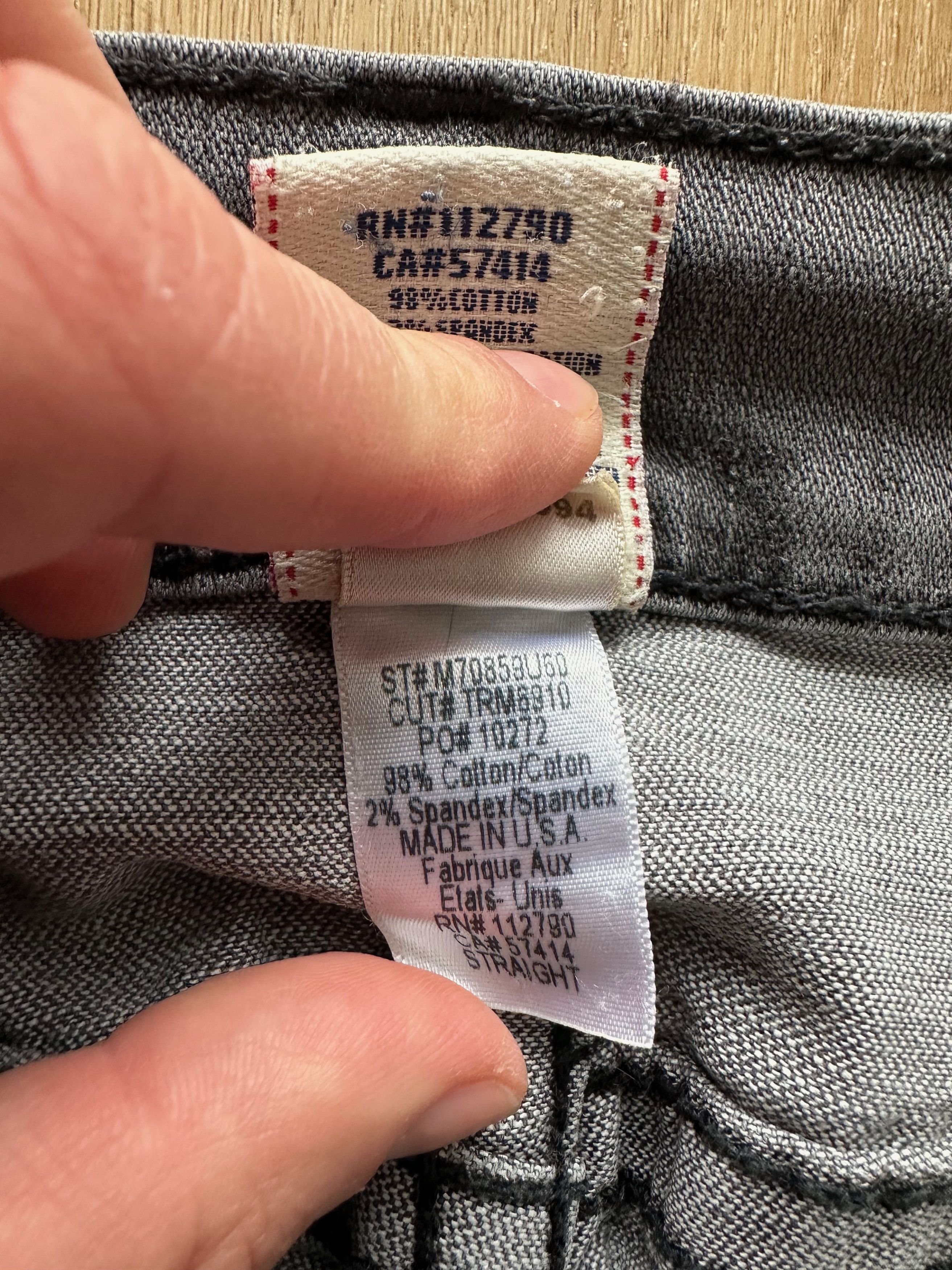 True Religion True Religion Gray Stretch Straight denim pants metal dots Size US 31 - 8 Thumbnail