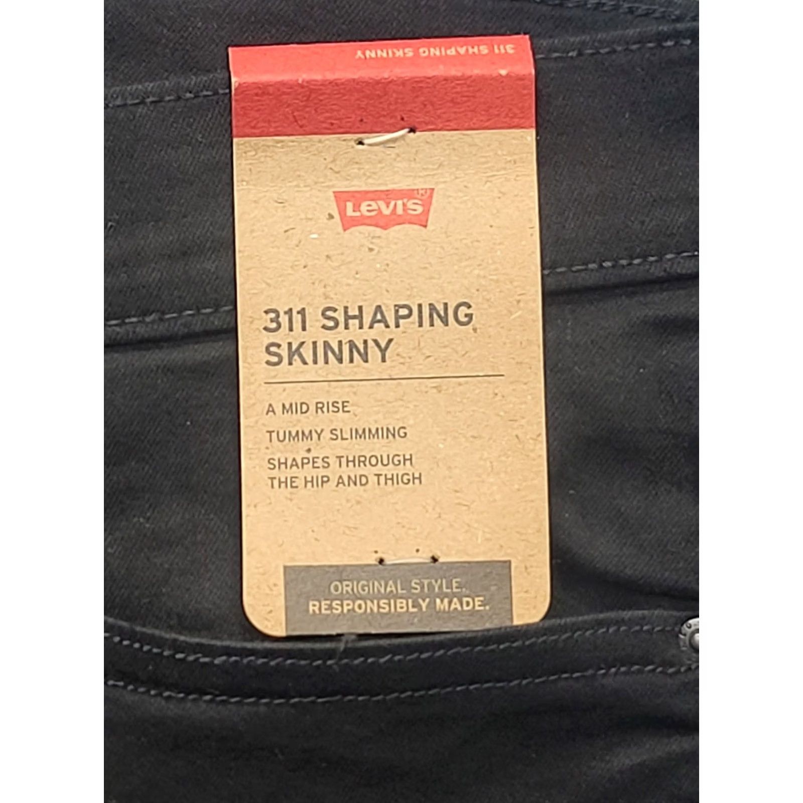 Levi's Levi's 311 Shaping Skinny Jeans Womens 33x30 Slim Mid Rise Black Stretch Denim Size 24" / US 00 / IT 34 - 2 Thumbnail