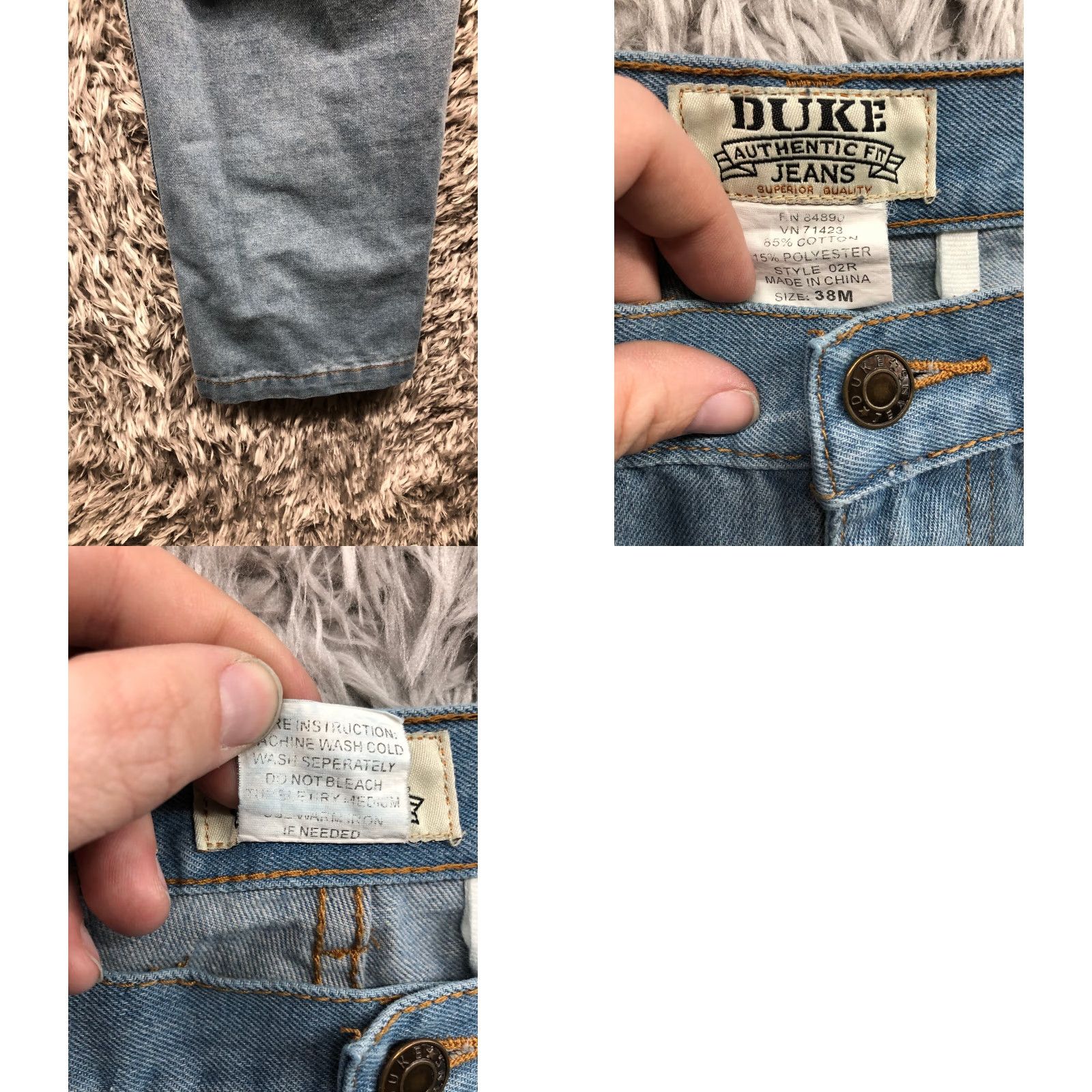 Vintage Duke Jeans Size 38 Mens Mid Rise Straight Leg Stone Wash Blue Denim Jeans Size US 38 / EU 54 - 8 Thumbnail