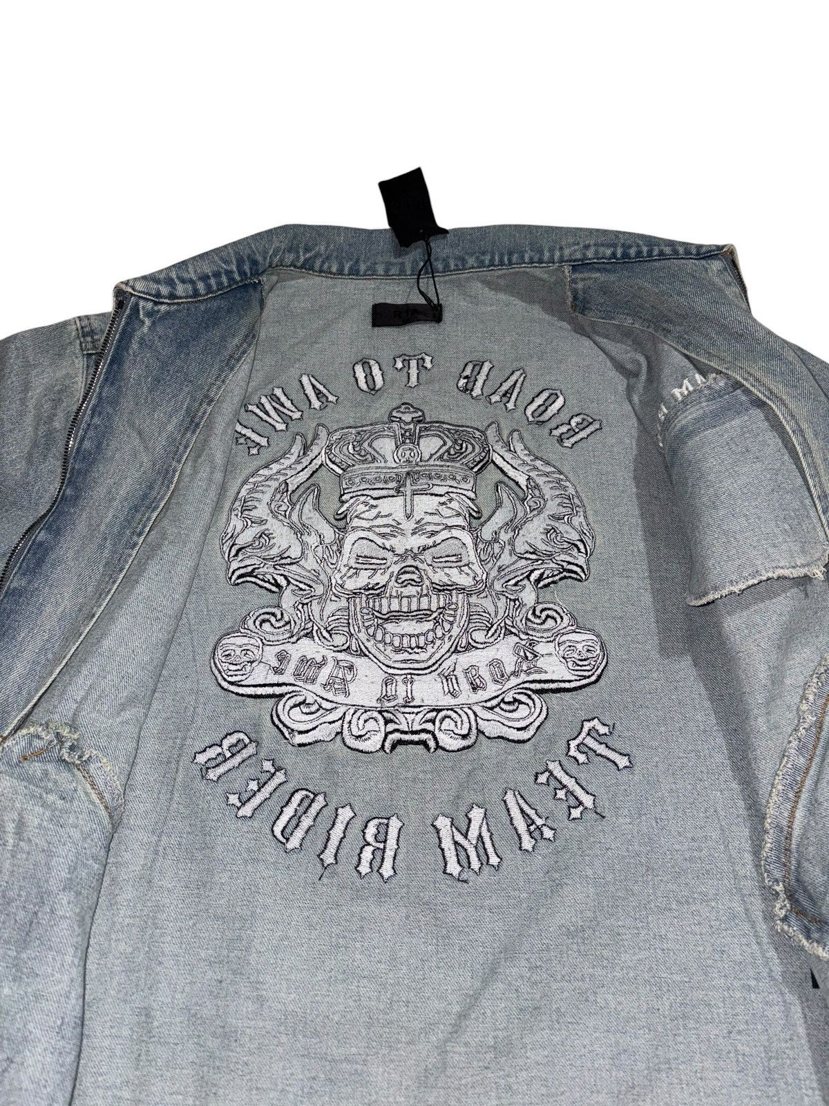 Rta RTA NEW Denim Zip up Jean Jacket Embroidery logo skull cross Size US M / EU 48-50 / 2 - 6 Thumbnail